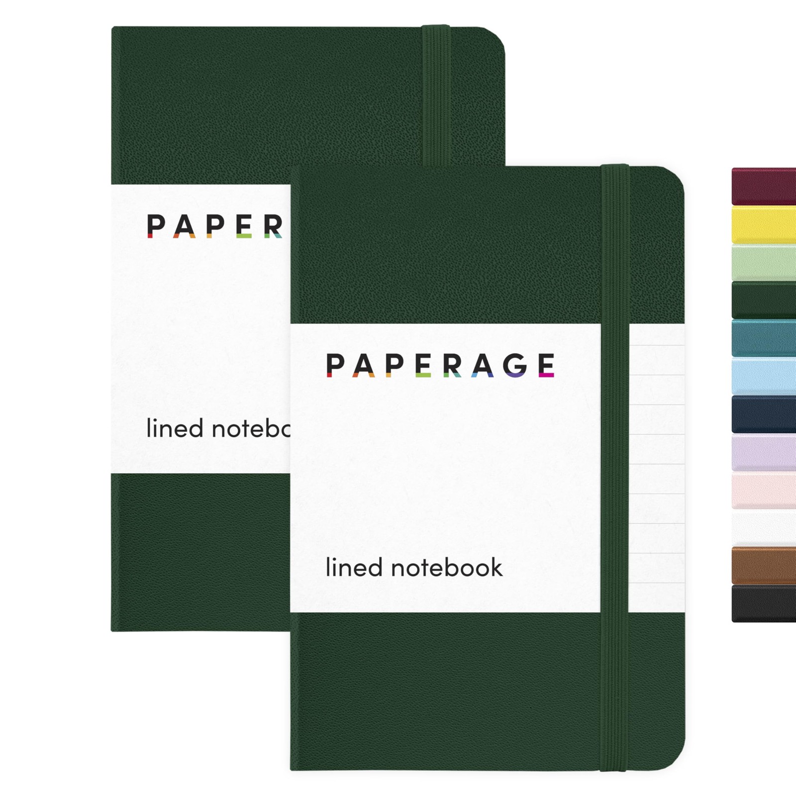 PAPERAGE Lined Pocket Journal Notebook 2 Pack (Dark Green) 160 Pages Smal