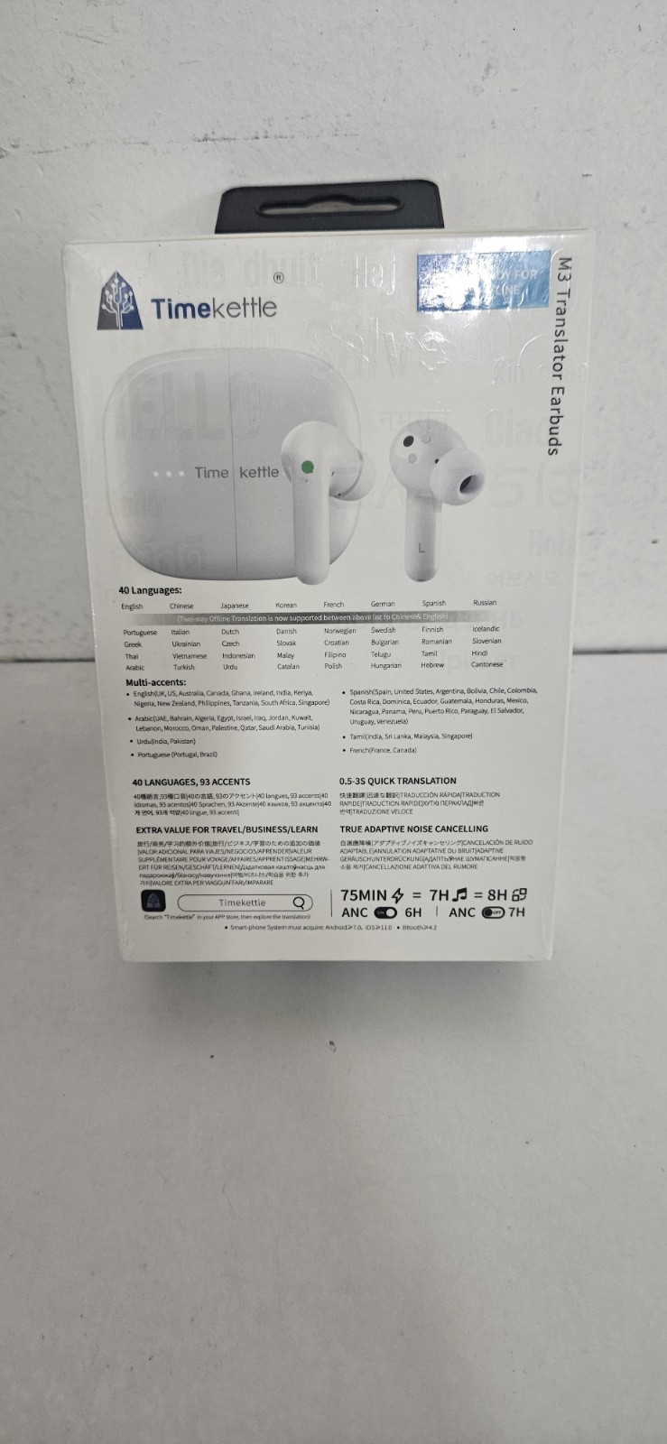 Timekettle M3 Language Translator Earbuds – Online/Offline Translation – White