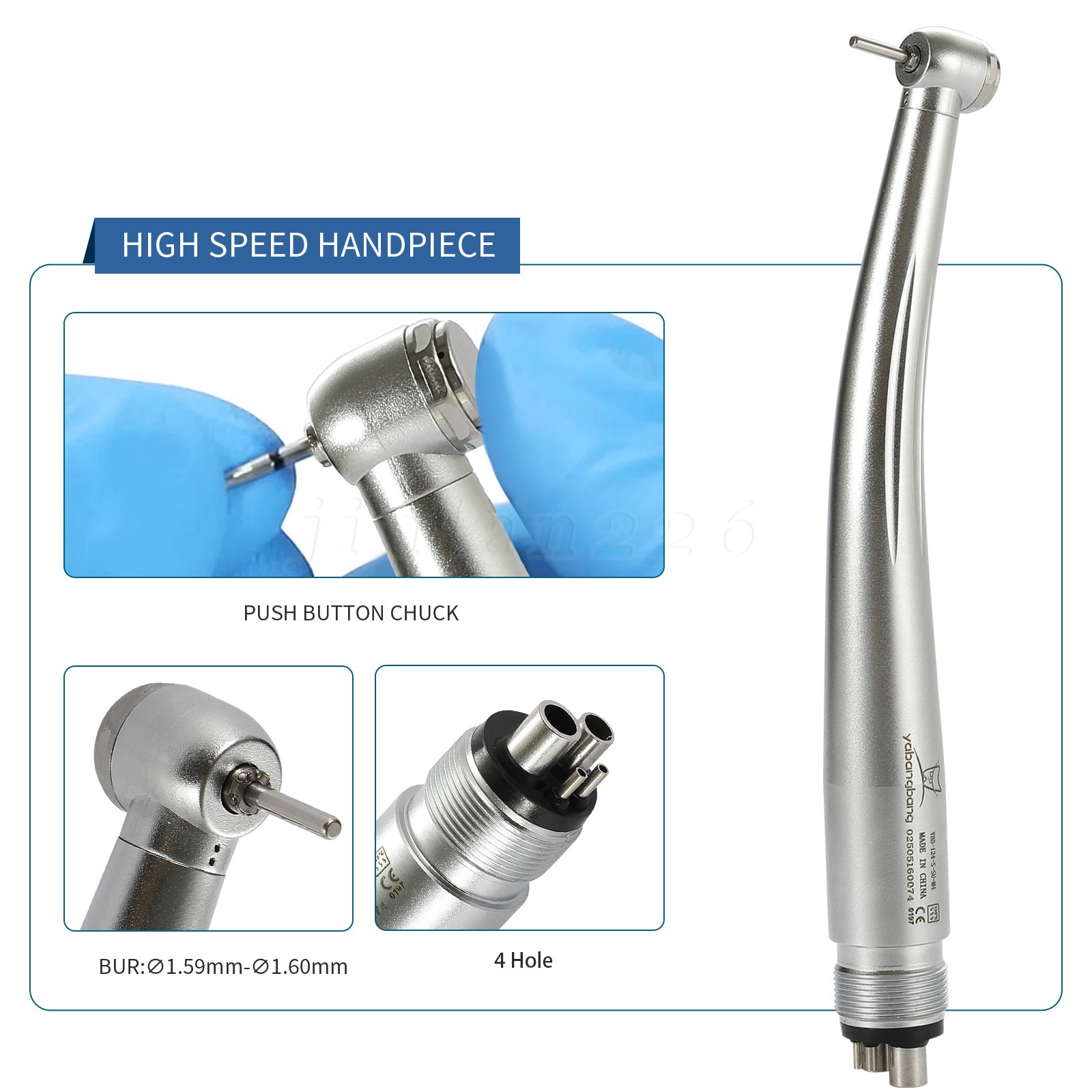 Yabangbang Dental Handpiece Small High Speed Turbine 4Hole NSK Style Mini Head