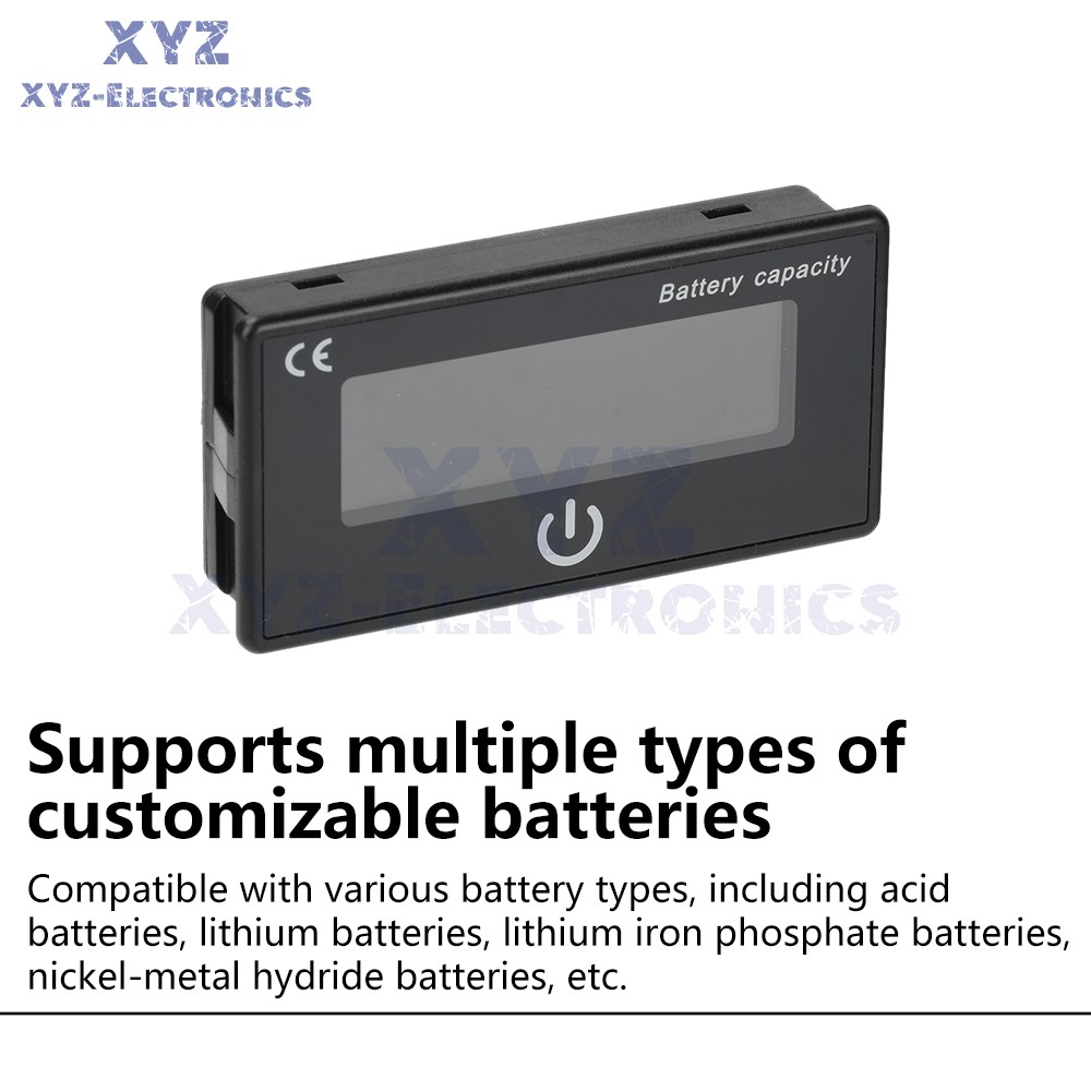 Battery Indicator Percentage DC 8-100V Battery Voltage Temperature Tester Meter