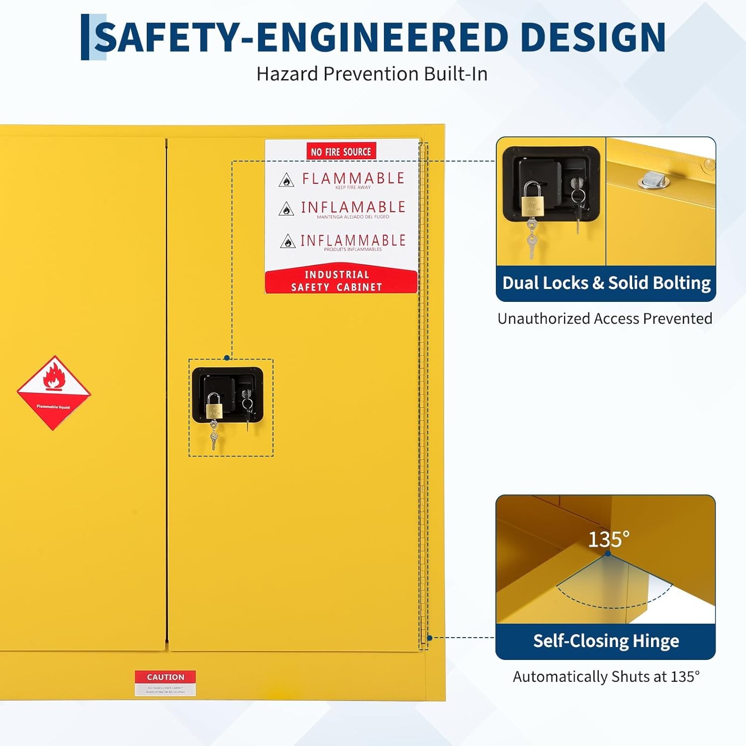 Flammable Safety Cabinet 2/4/30/40/45 Gal Fire Resistant Steel Storage Cabinet