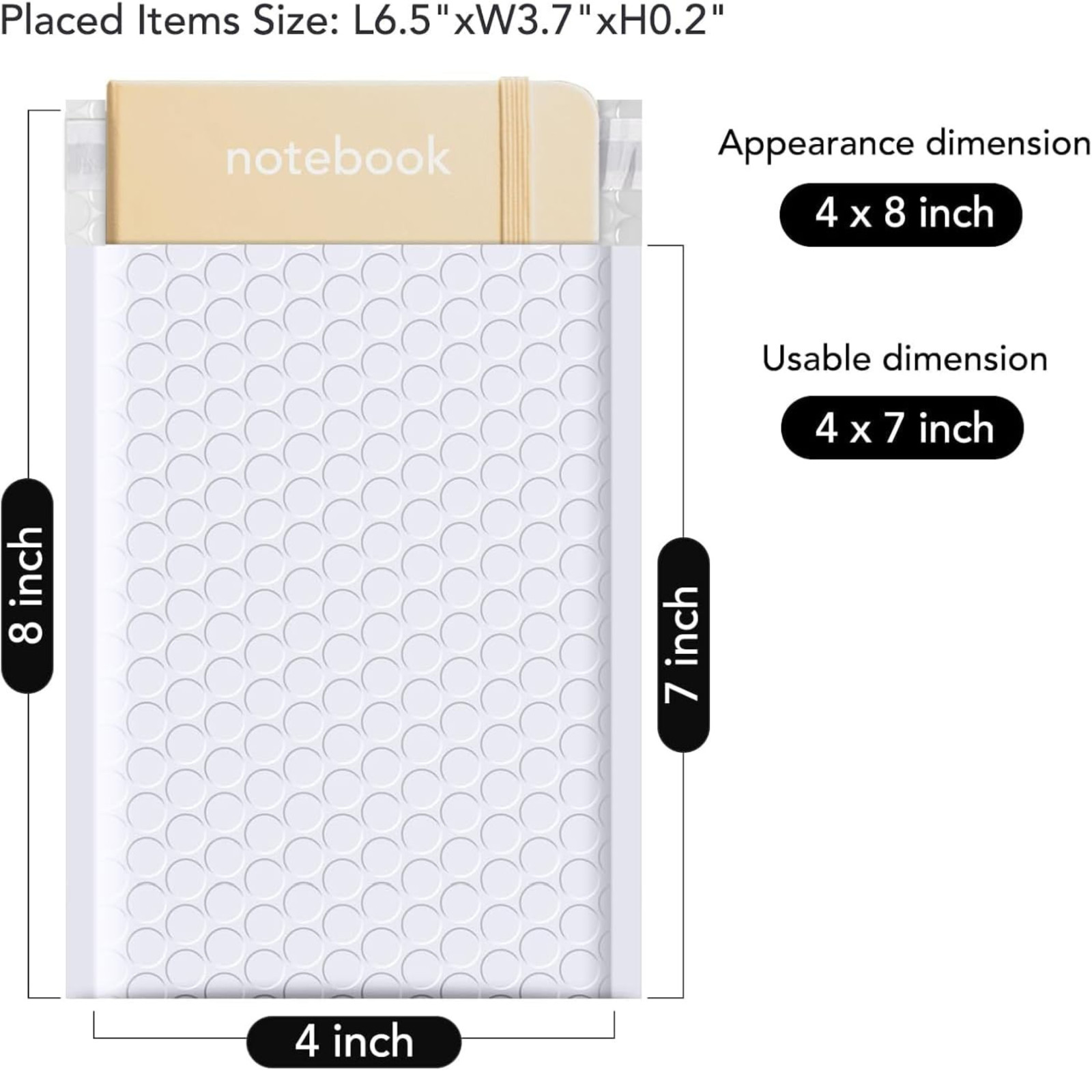 100 of #000 4×8 (4×7) Poly Bubble Mailer Trading Card Padded Envelope Shippers