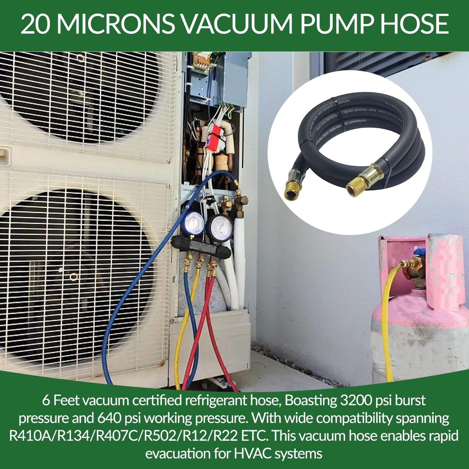 NHB3 6Ft HVAC Vacuum Hose 1/2″ Internal Diameter, 1/2 in to 1/2 in Fittings