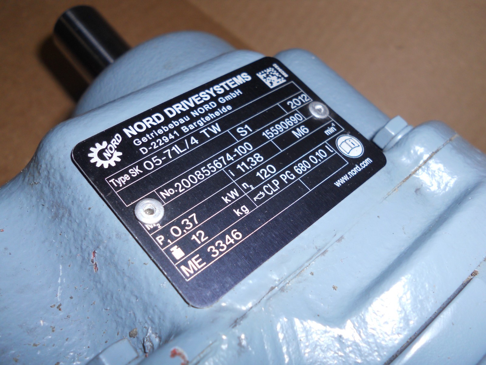3 phase 230/460 Type SK71L/4TW electric motor with gear speed reducer