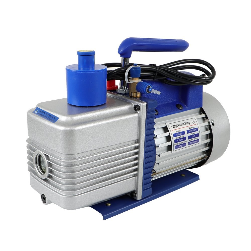 110V 9.6 CFM 1 HP Dual-Stage Rotary Vane HVAC Air Vacuum Pump For R12 R22 R134a