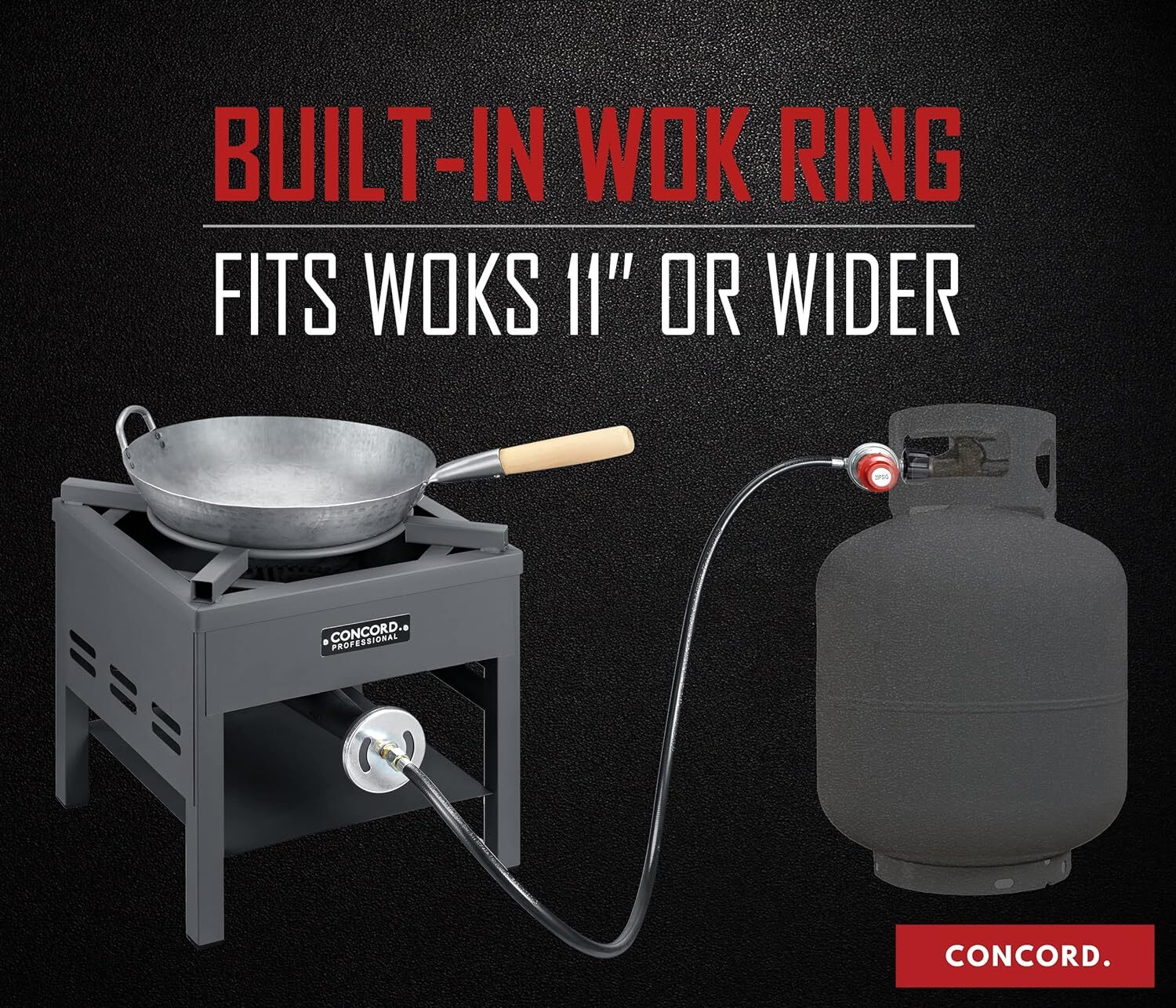Concord Professional Single Banjo Wok Burner with Stand. Drop In Wok Edition