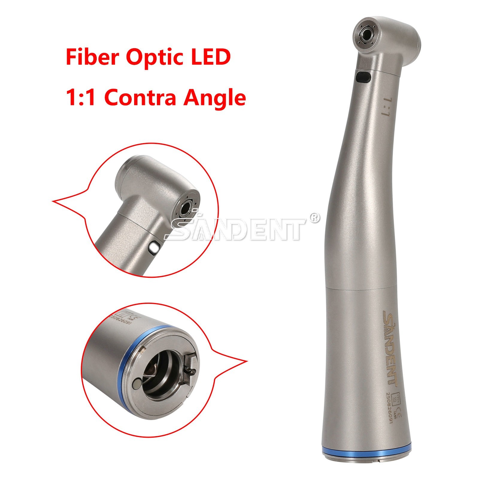 Dental 1:5 Fiber Optic LED Contra Angle Handpiece fit NSK E-Type Electric Motor