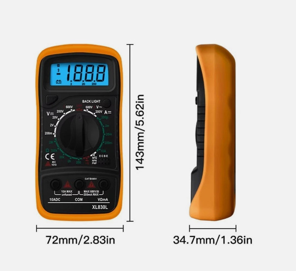 Digital Multimeter AC DC Voltmeter Ammeter Ohmmeter Volt Tester Meter XL830L USA