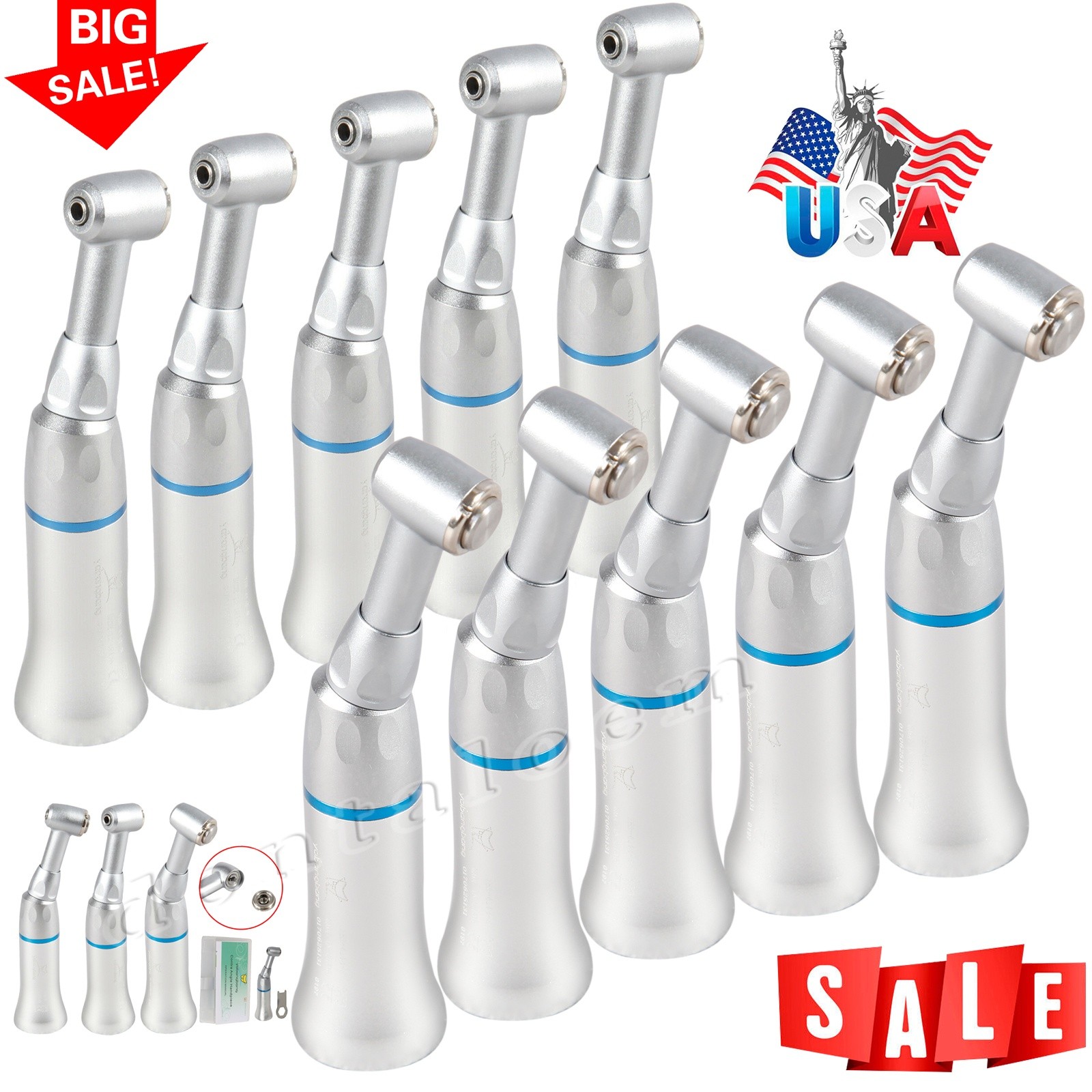 10pcs NSK Style Dental Low Slow Speed Handpiece Contra Angle Push Button E-Type