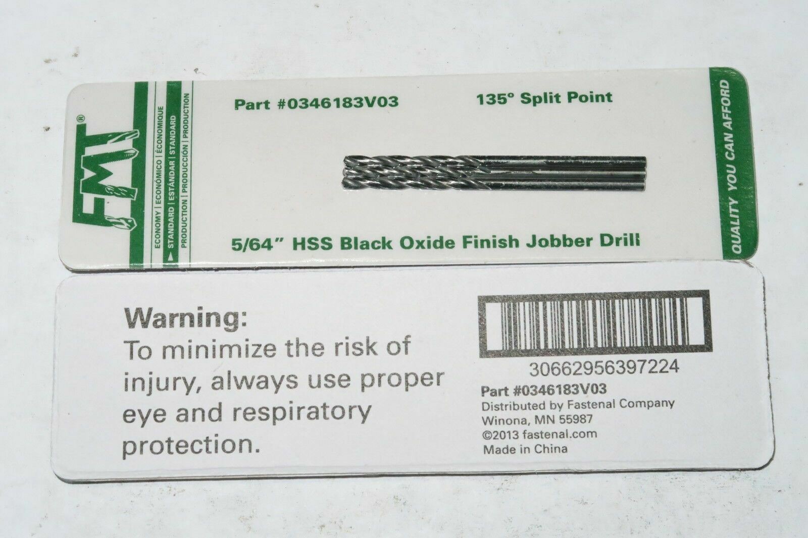 15 pcs FMT OSG 5/64″ HSS 135 degree Split Point Black Oxide Finish Jobber Drills