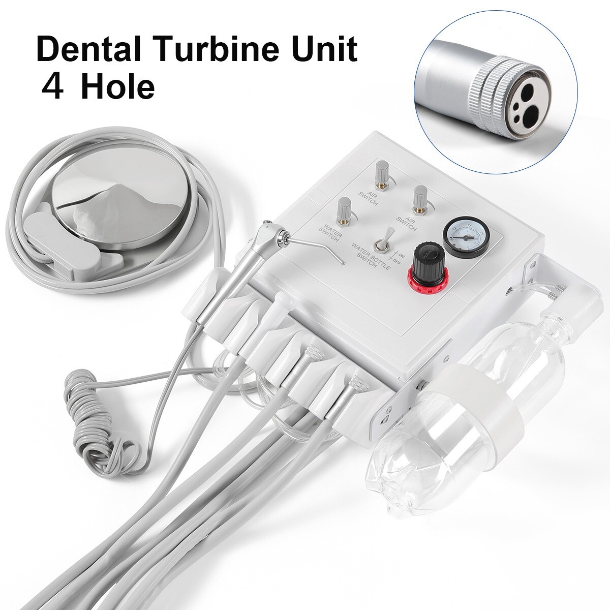 Portable Dental Turbine Unit with Weak Suction Work with Air Compressor 4Hole