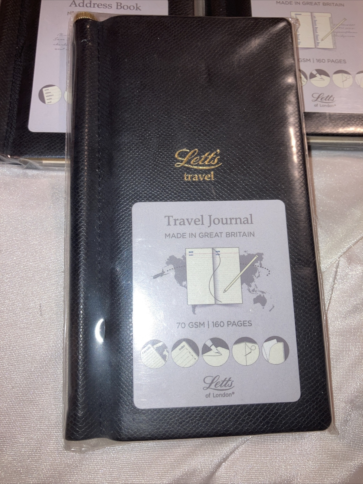 Lett’s of London UK Black Bonded Leather Journal 3×6 Vintage NOS SEALED 160 Pgs.