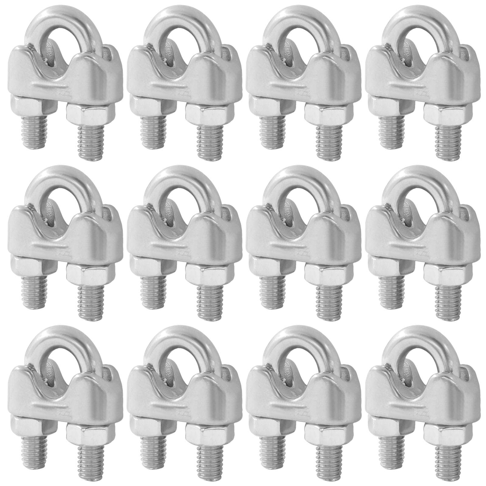 Cionyce 12 Pack 304 Stainless Steel M5 3/16″ Wire Rope Clamps