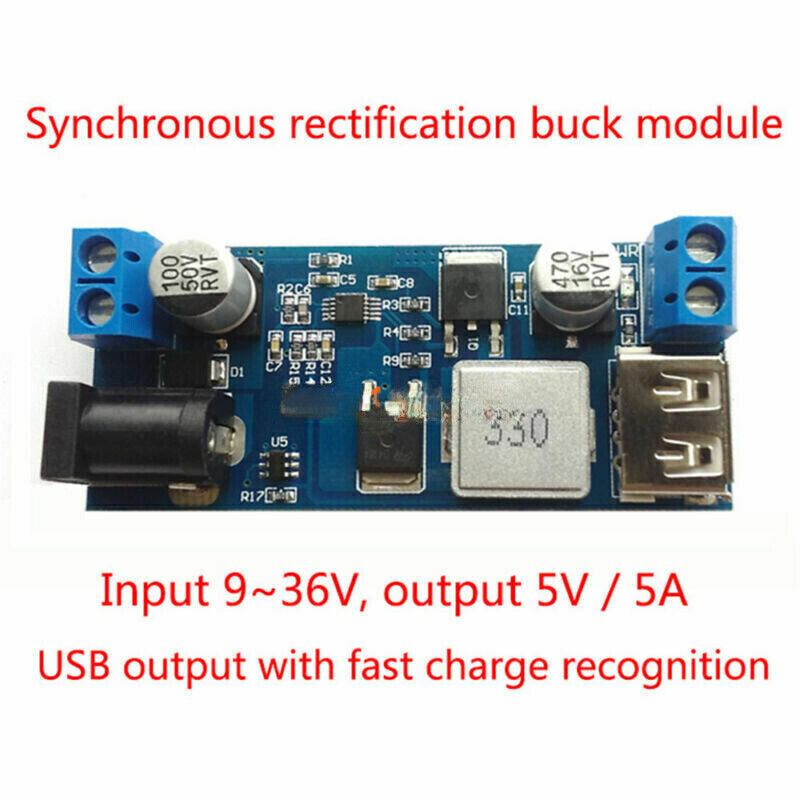 2 Pcs DC-DC Buck Step Down Volt Converter 10V-35V 12V 18V 24V to 5V 5A Regulator