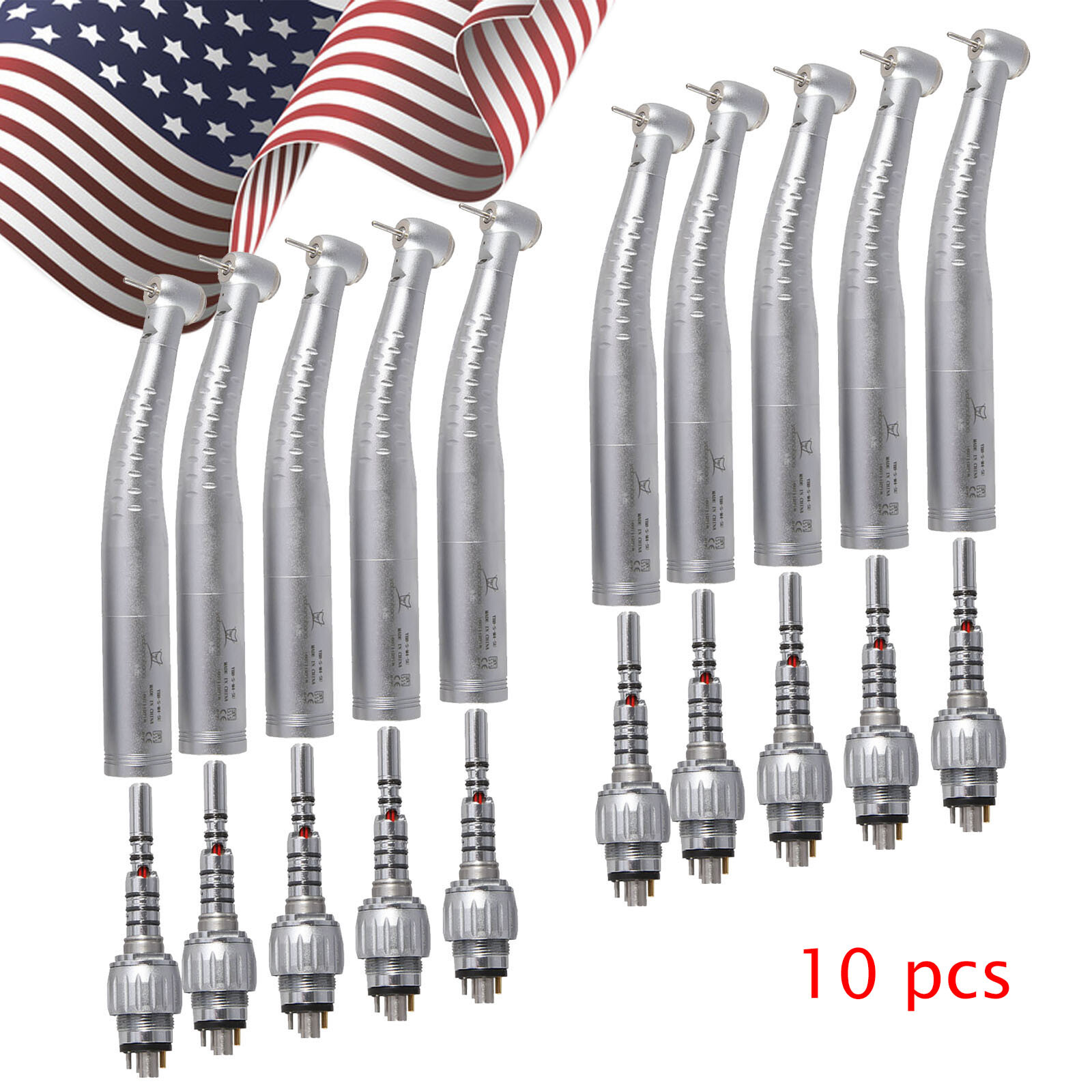 1-10 KaV Style Dental Fiber Optic High Speed Handpiece 6Hole LED Coupler /Rotor