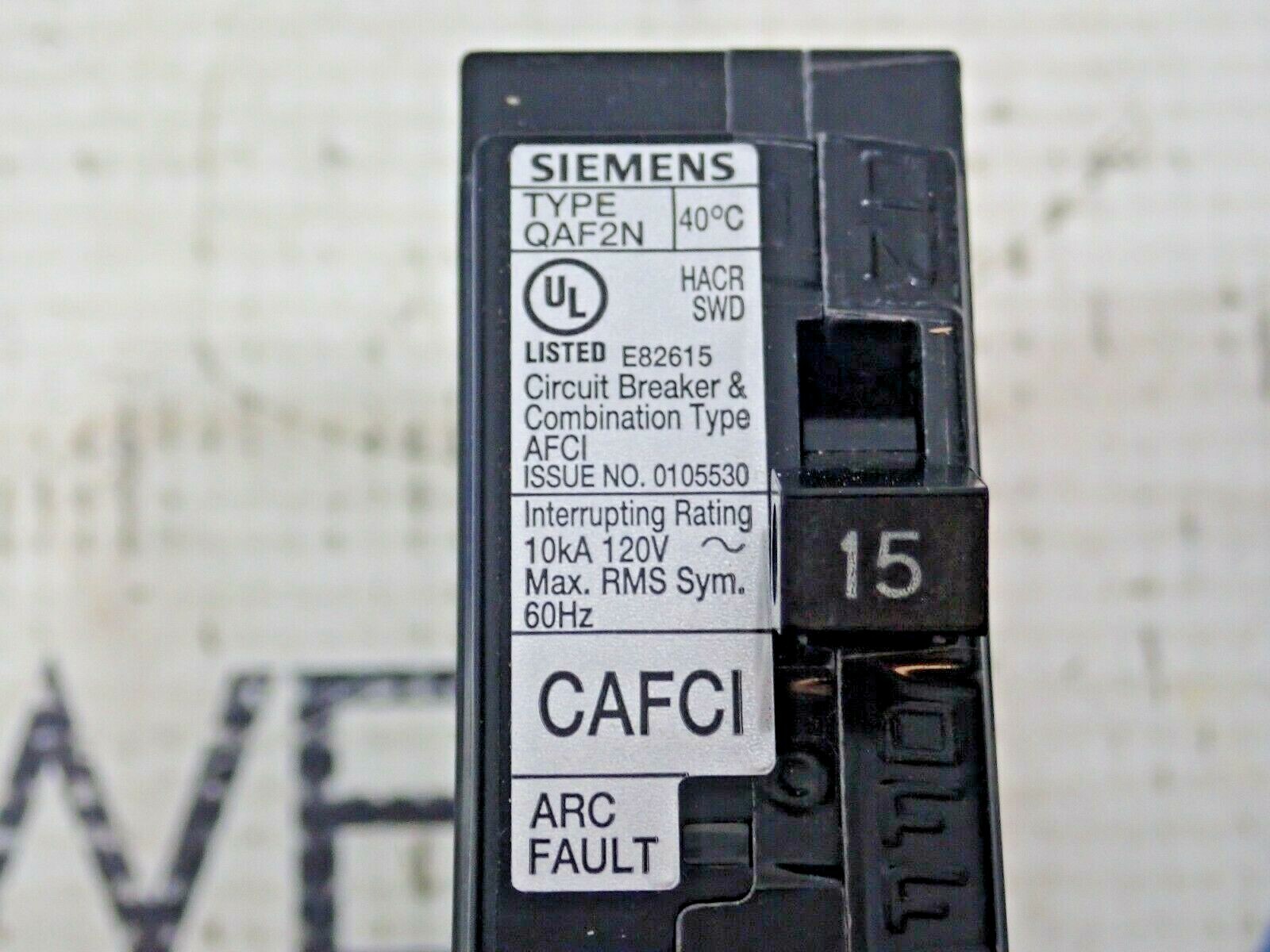 New Siemens QA115AFCN 15 Amp 1 Pole 120V QAF2N CAFCI Arc Fault Circuit Breaker