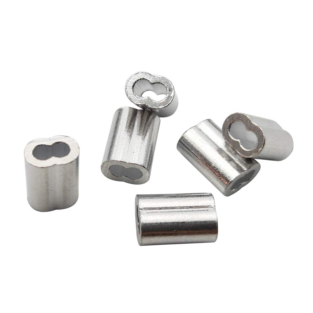 200pcs 1/16″ Aluminum Crimping Loop Sleeve, Cable Ferrule Wire Rope Sleeves