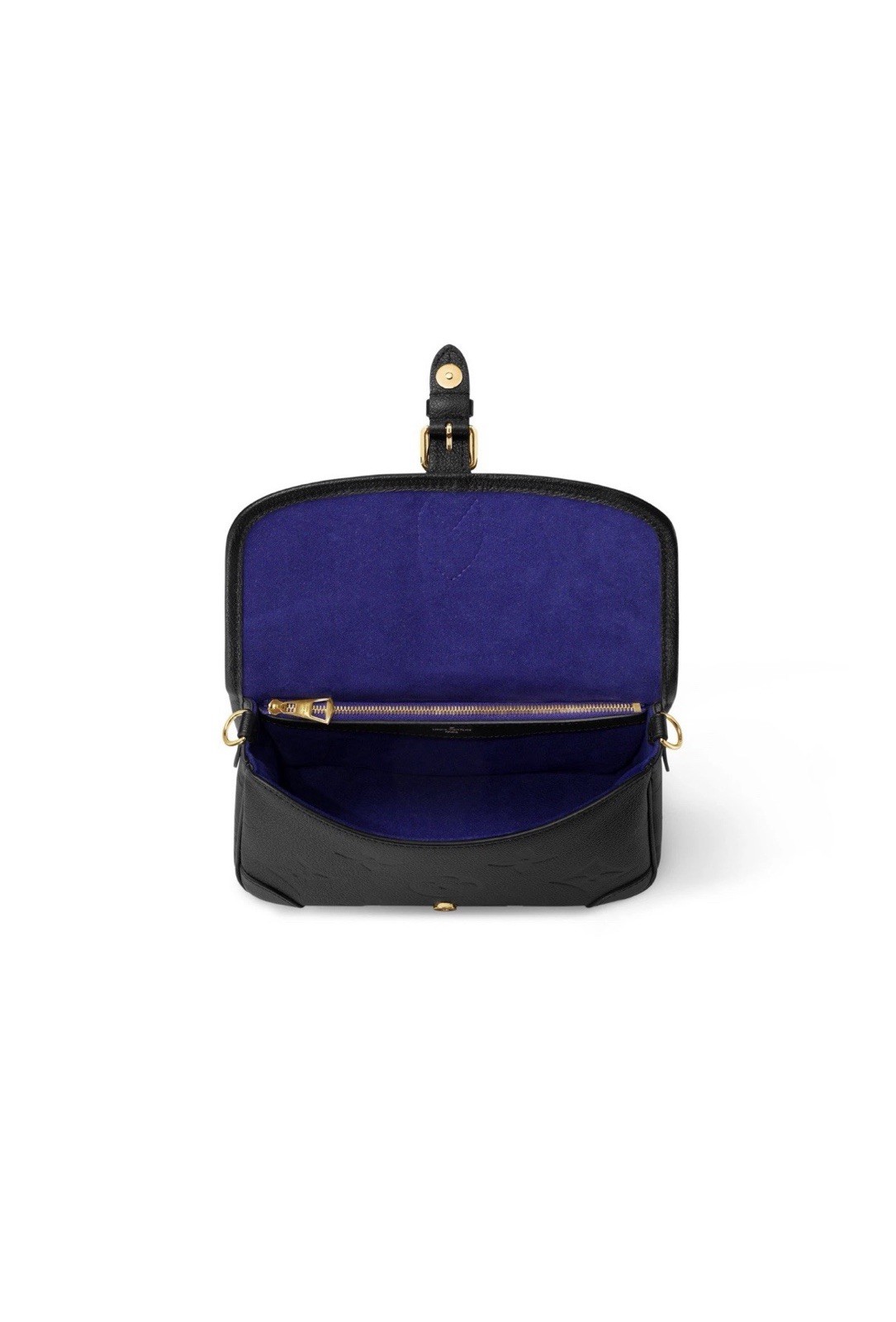 Louis Vuitton Black Embossed Monogram Shoulder Bag, Buckle, Strap, Pockets