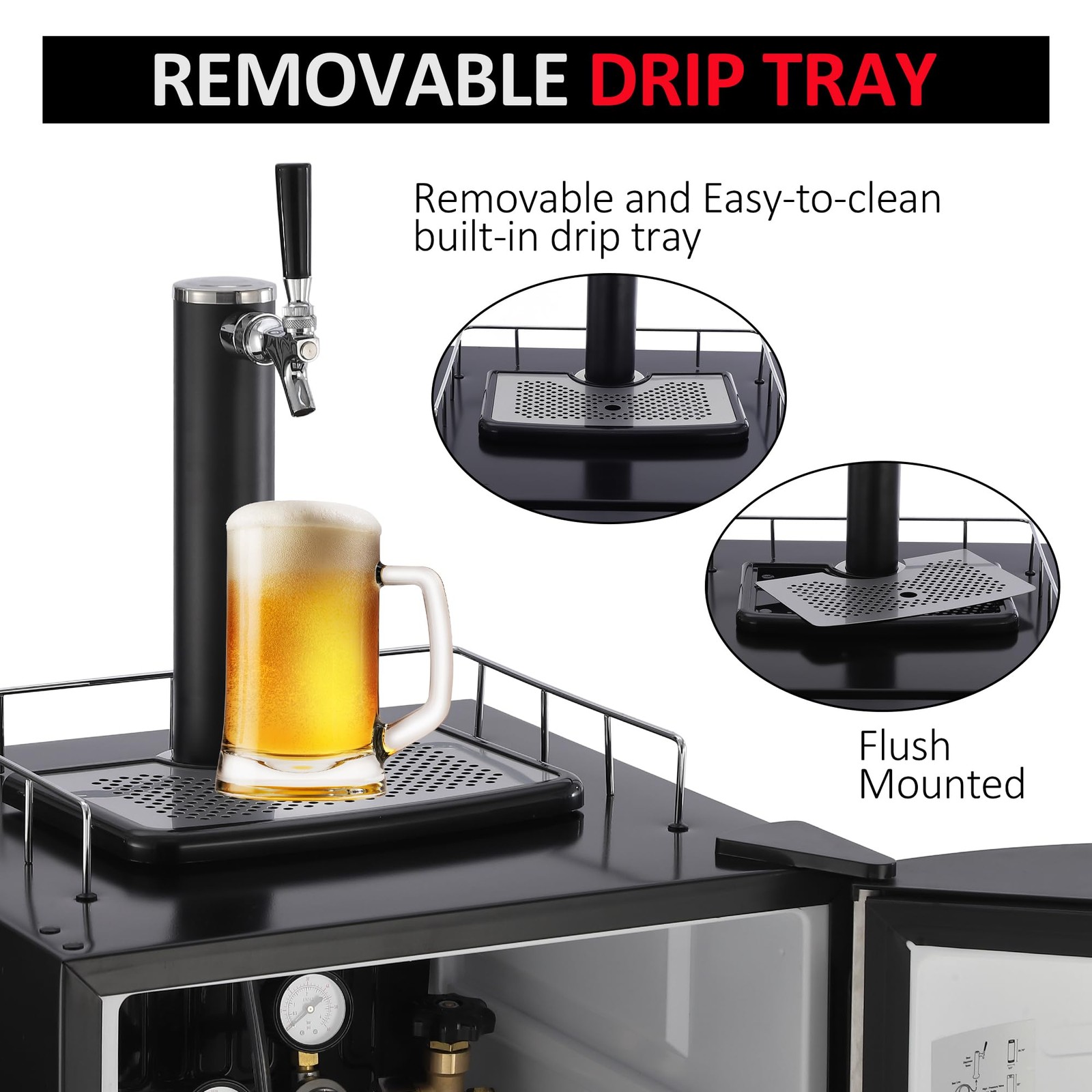 24» Full Size Kegerator Refrigerated Beer Dispenser W Faucet 32°F- 50°F 97/128L