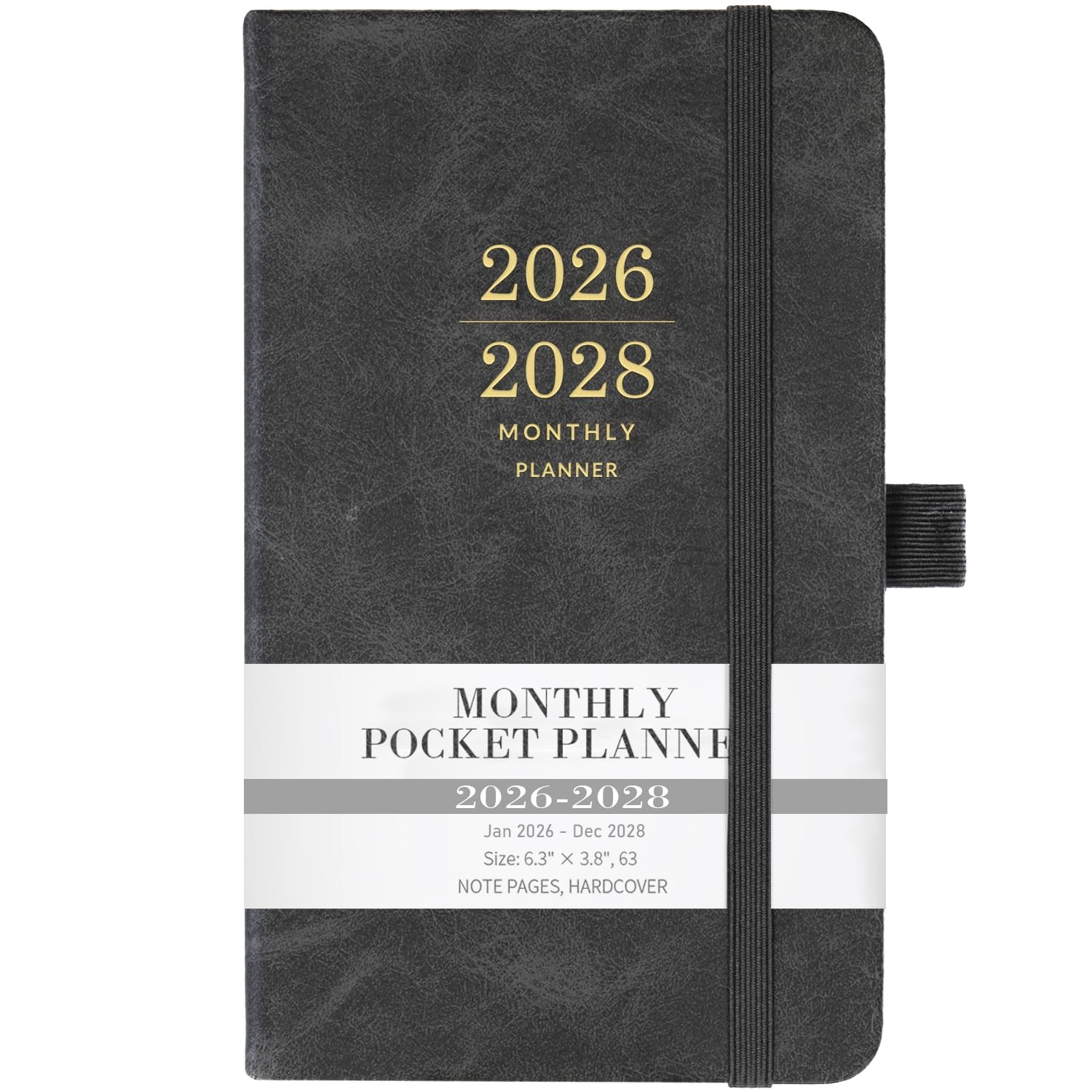 3 Year Pocket Calendar 2026-2028 Monthly Planner for Purse w/ Leather Hard Cover