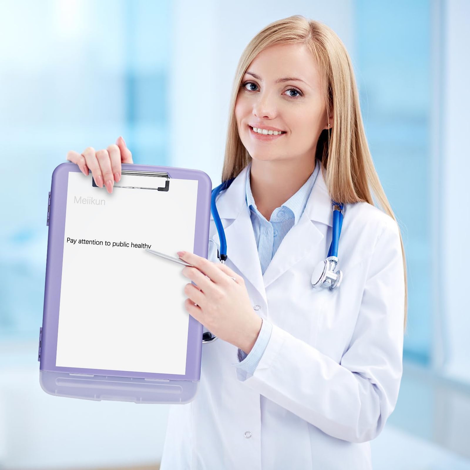 Meiikun Clipboard with Storage, 14.4 x 9.8 x 1.2 inches, Lavender Purple