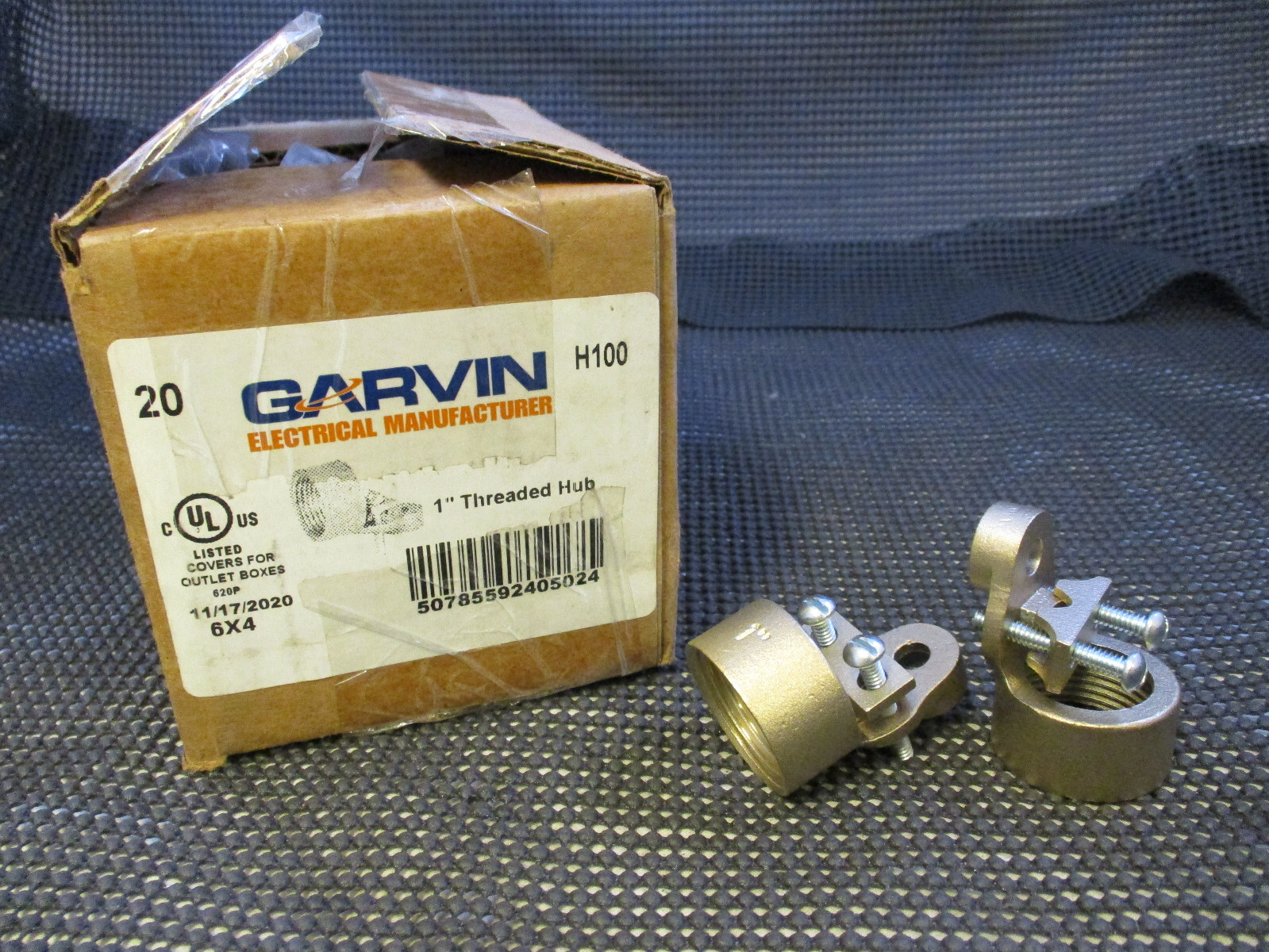 QTY 2 GARVIN H100 1″ THREADED CONDUIT GROUNDING HUB BRONZE 3/0 – 10 WIRE