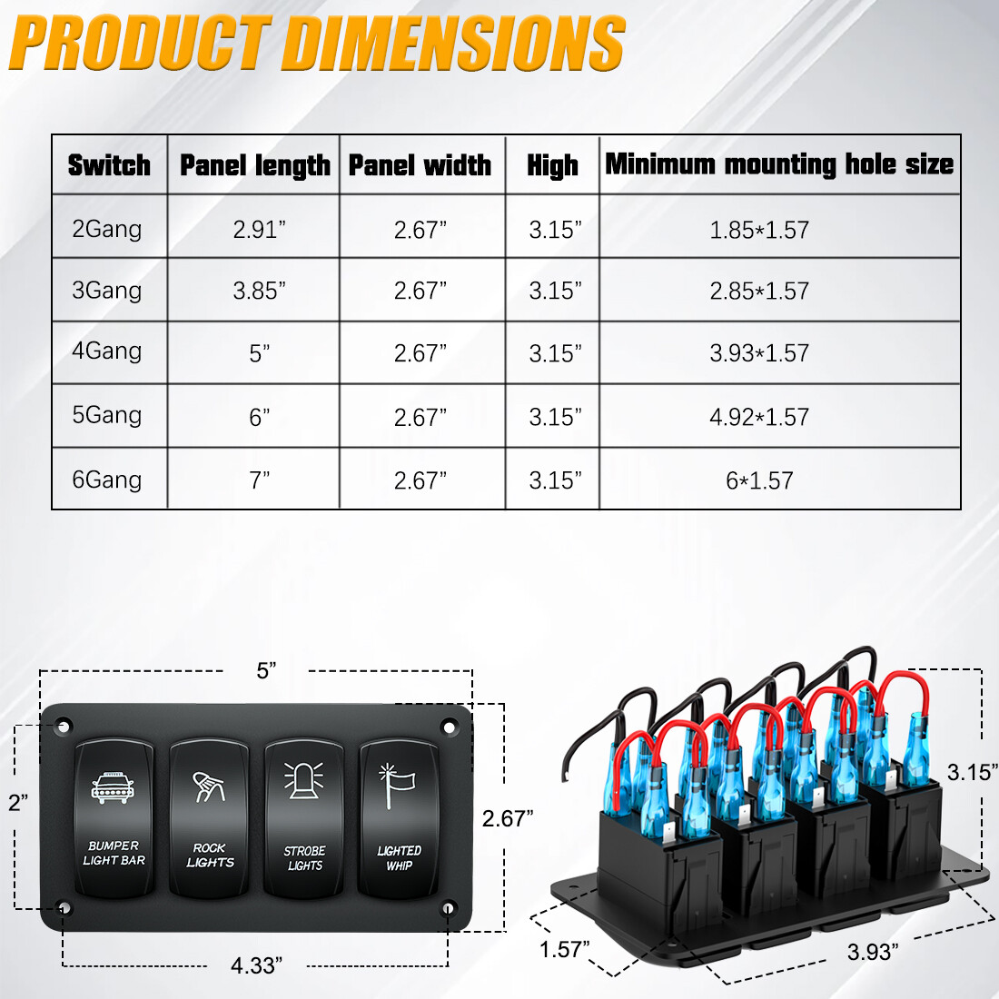 Customize LED Light Rocker Switch On Off Panel Button 12V for Car Boat ATV UTV