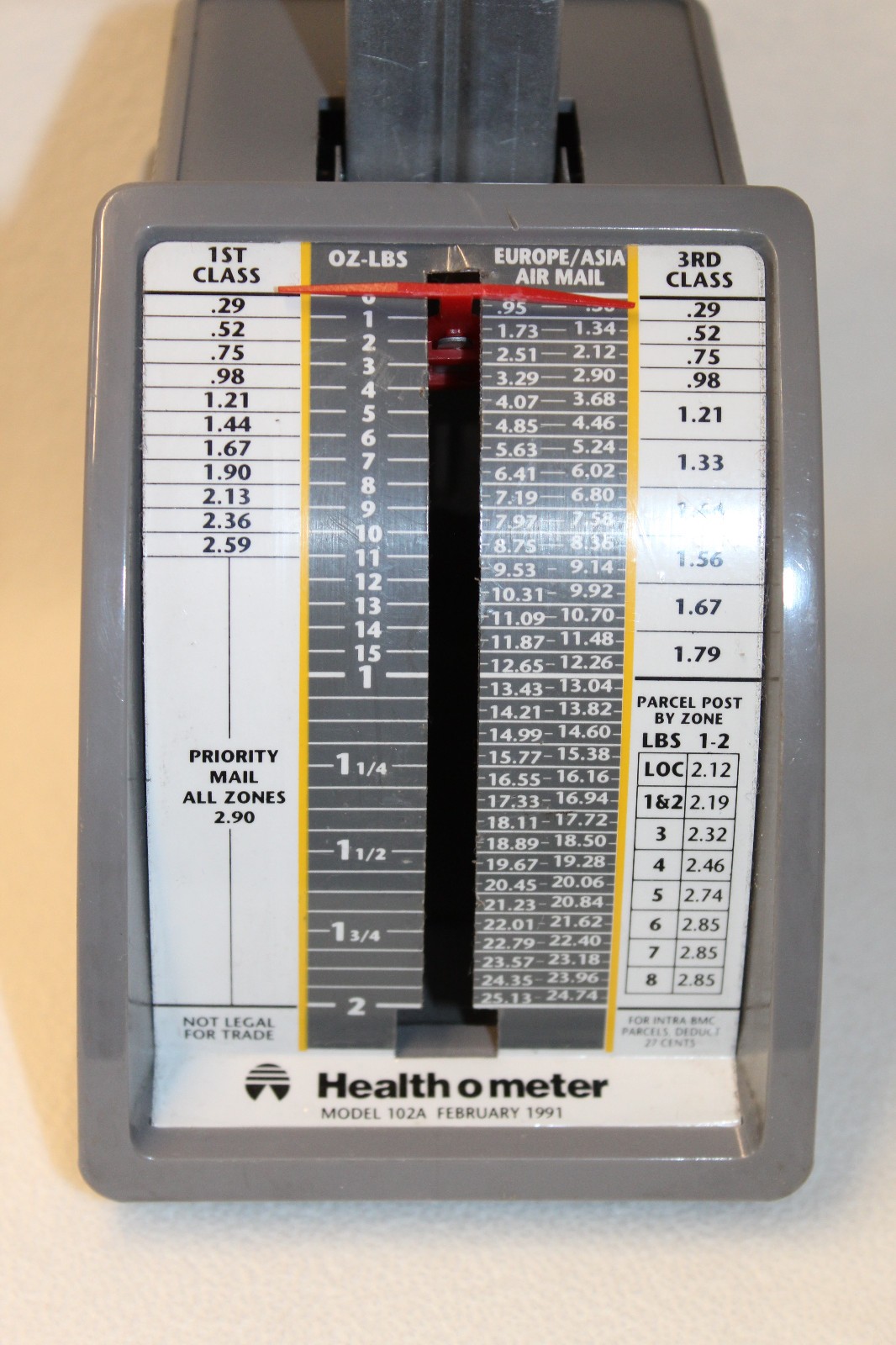 VINTAGE 1991 HEALTH O METER MODEL 102A AIR MAIL SCALE, OUNCES up to 2 POUNDS
