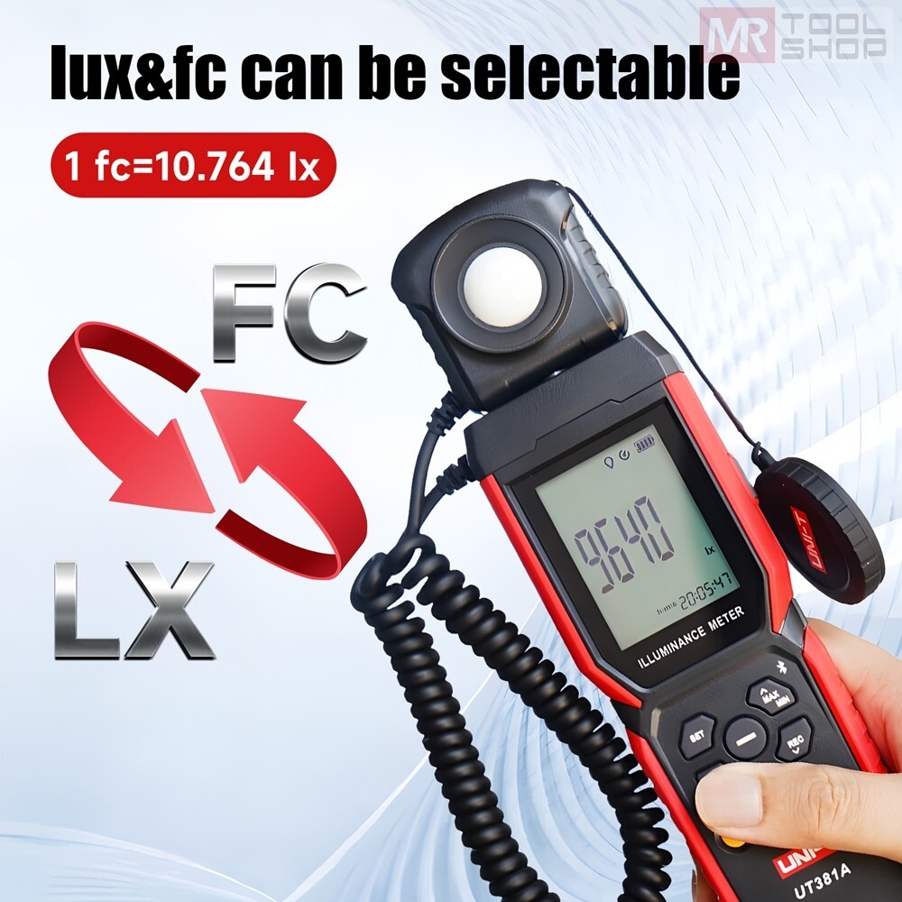 UNI-T UT381A Digital Illuminance Light Meter Bluetooth Luxmeter 400,000lx APP C