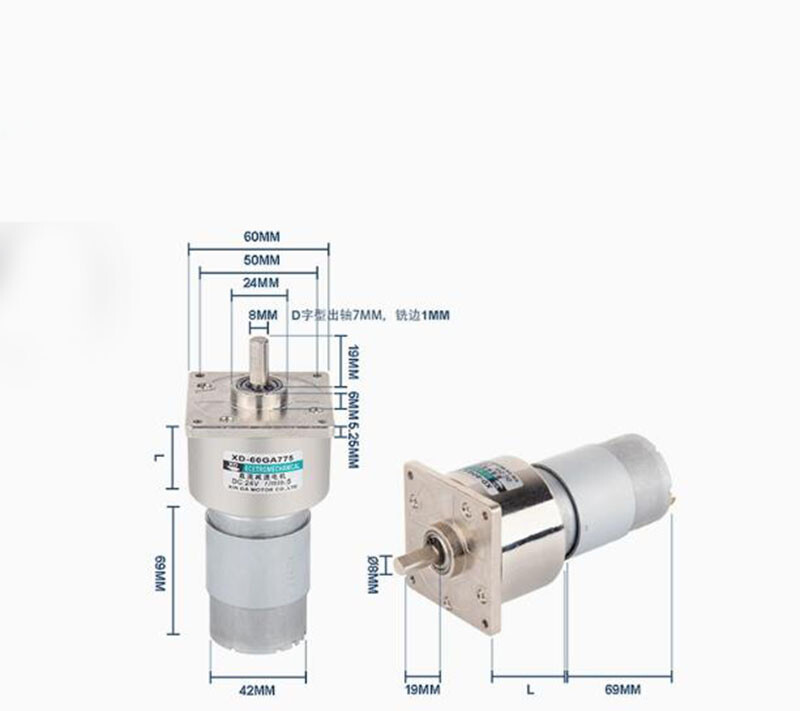 DC 12V/24V 35W High Torque Metal Gear 775 Reduction Motor 60GA Speed 5RPM-500RPM