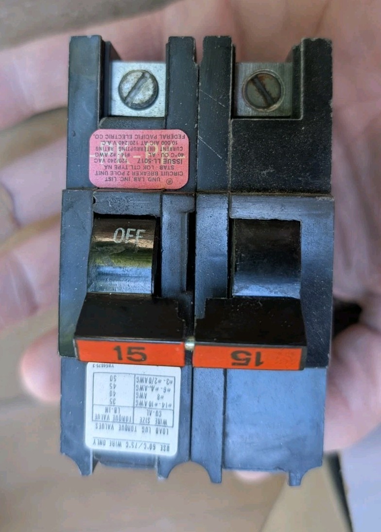 Lot of (5) New Old Stock Federal Pacific Stab-Lok Circuit Breaker 215 15a 2-Pole