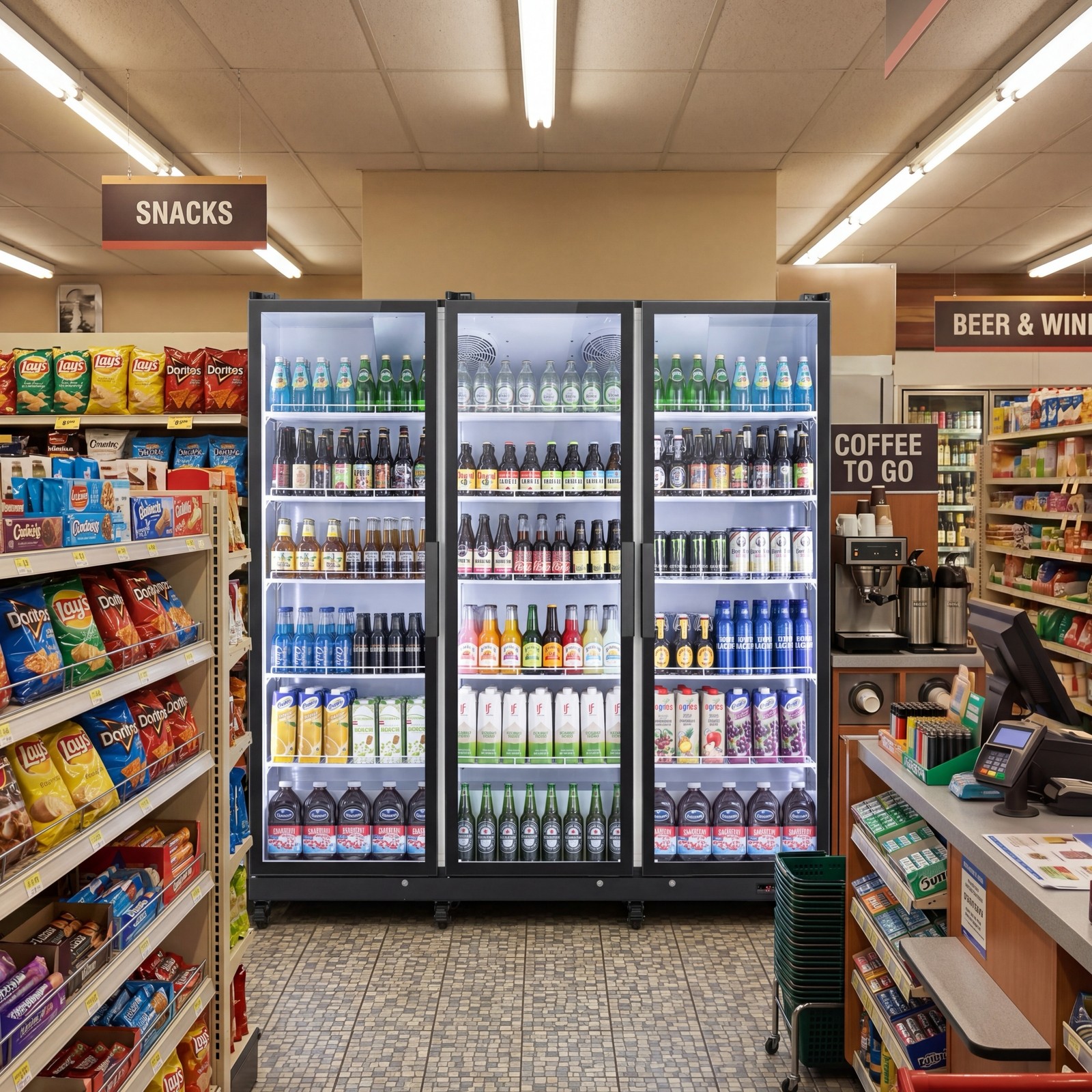 Yeego Commercial Merchandiser Refrigerator 58 Cu.ft Beverage Cooler 3 Glass Door