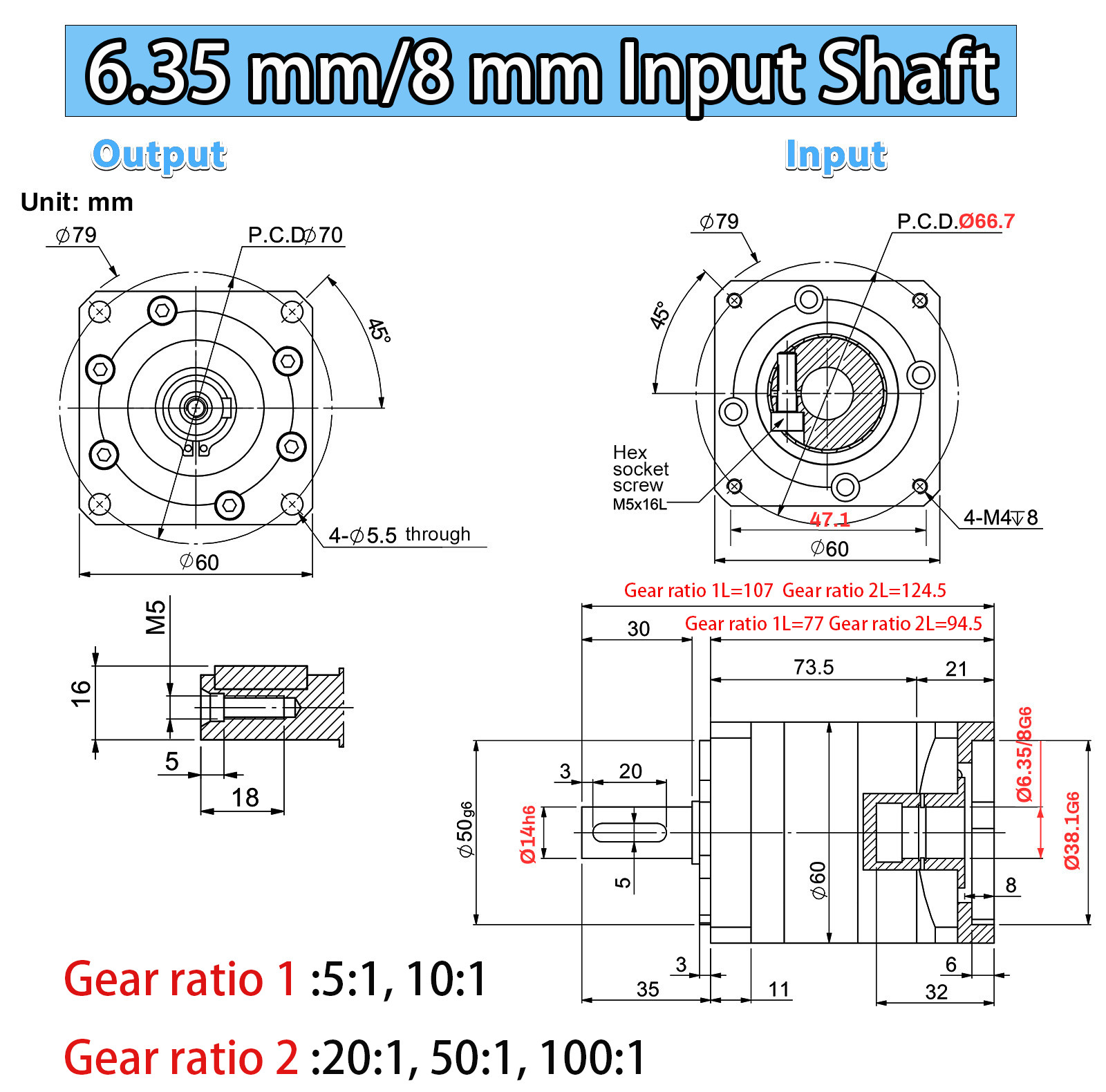 Planetary Reducer Gearbox Nema23 Stepper Motor Speed Reducer 1.2NM Kits For CNC