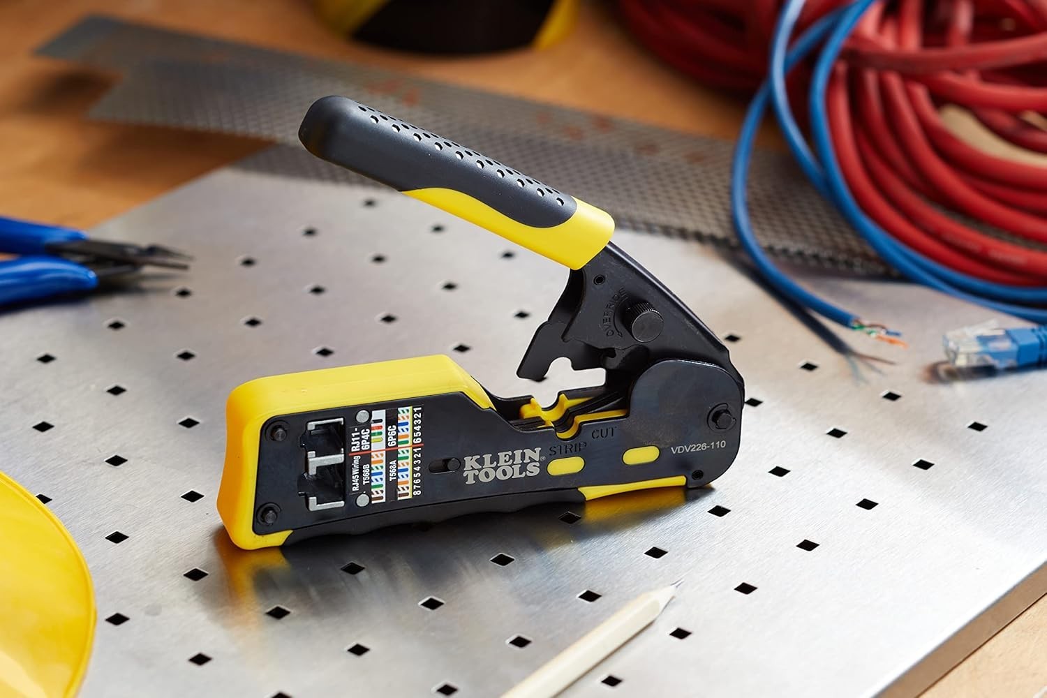 Data Cable Crimper Wire Stripper Cutter for RJ11 RJ12 RJ45 Pass-Thru Connectors