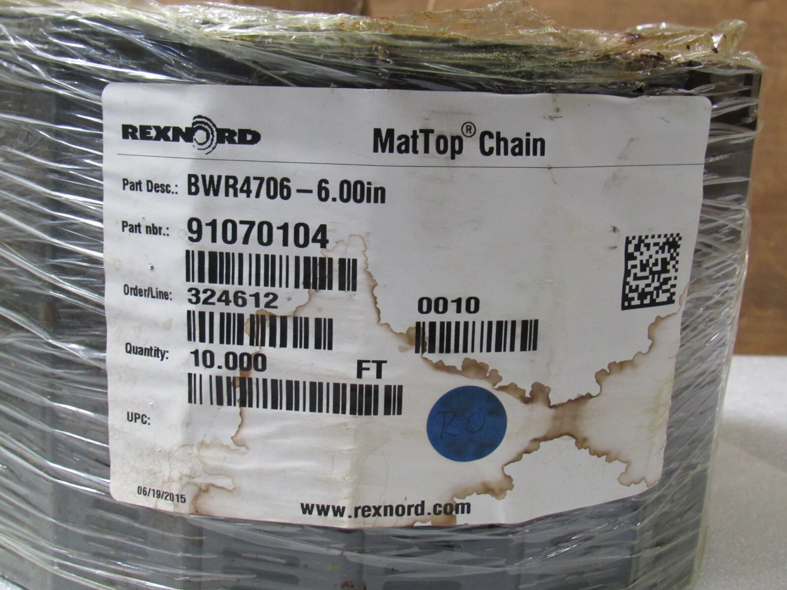 NEW REXNORD MAT TOP CHAIN BWR4706-6.00IN 91070104 6″W 10FT