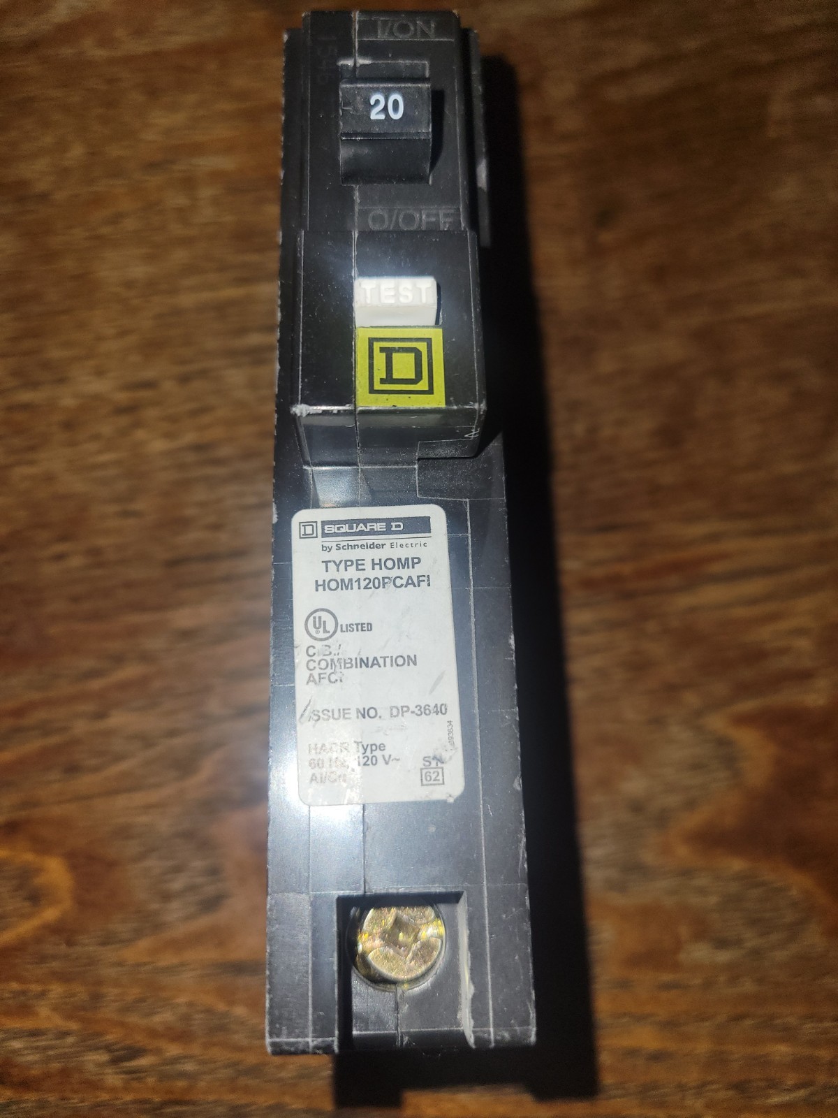 Square D Homeline HOM120PCAFI 20A 1 POLE CIRCUIT BREAKER