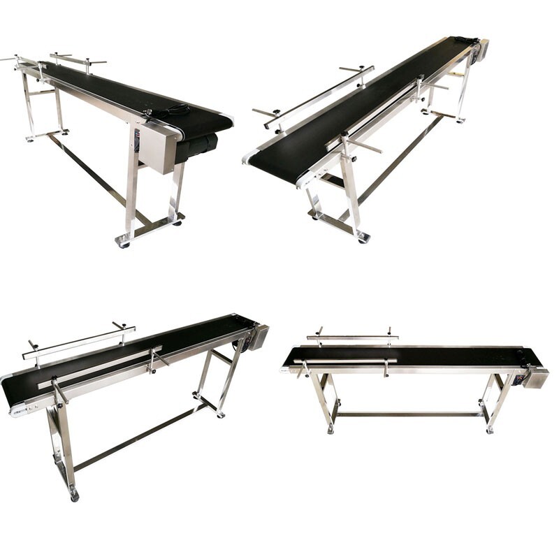 70.8″*7.8″ Black PVC Belt Conveyor with Double Guardrail Adjustable speed 110V