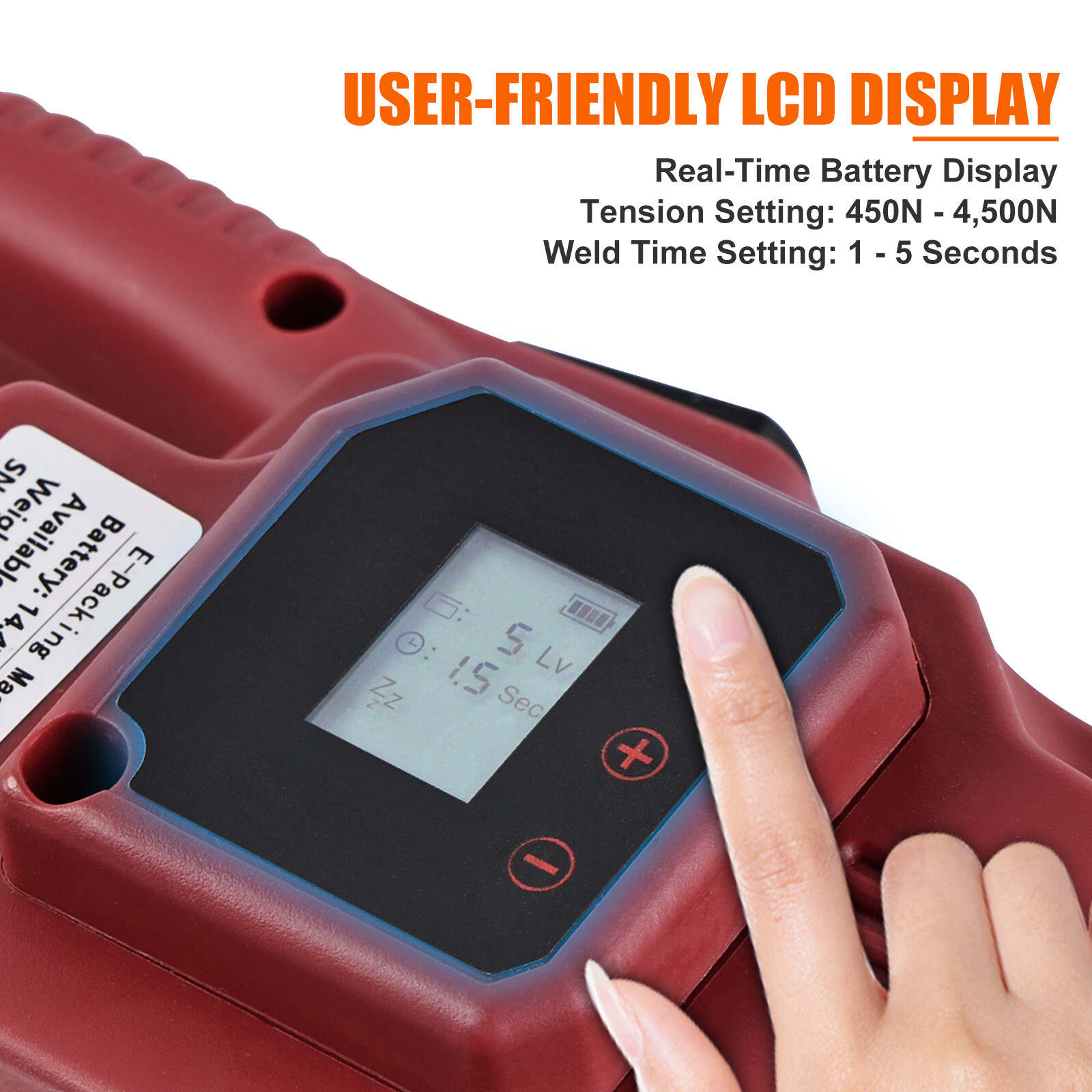 Electric Strapping Machine with 4500N Tension LCD 4000mAh for 1/2–5/8″ PET/PP