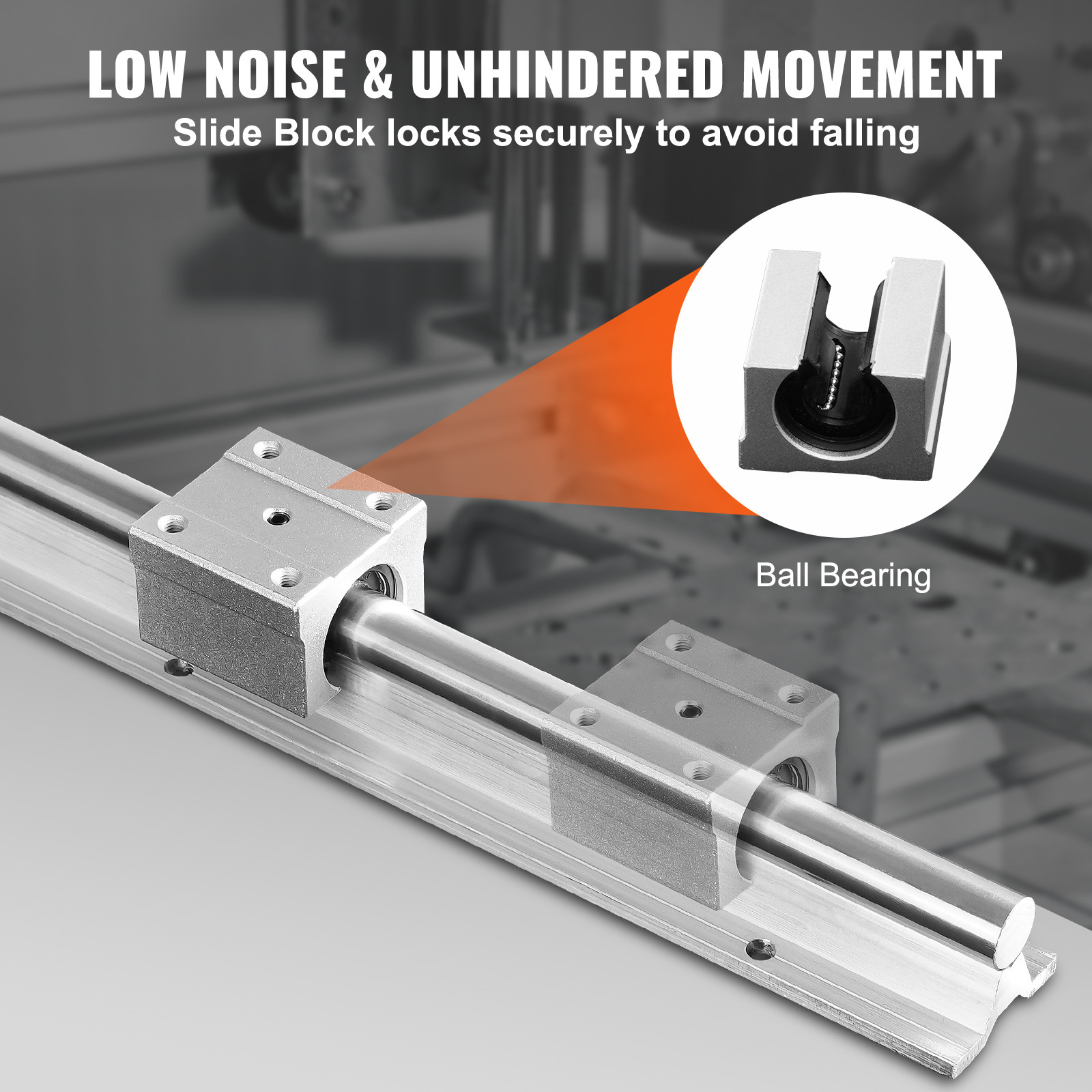 VEVOR 2PCS SBR20 1800mm Linear Guide Rail Slide Rail 4 PCS SBR20UU Bearing Block