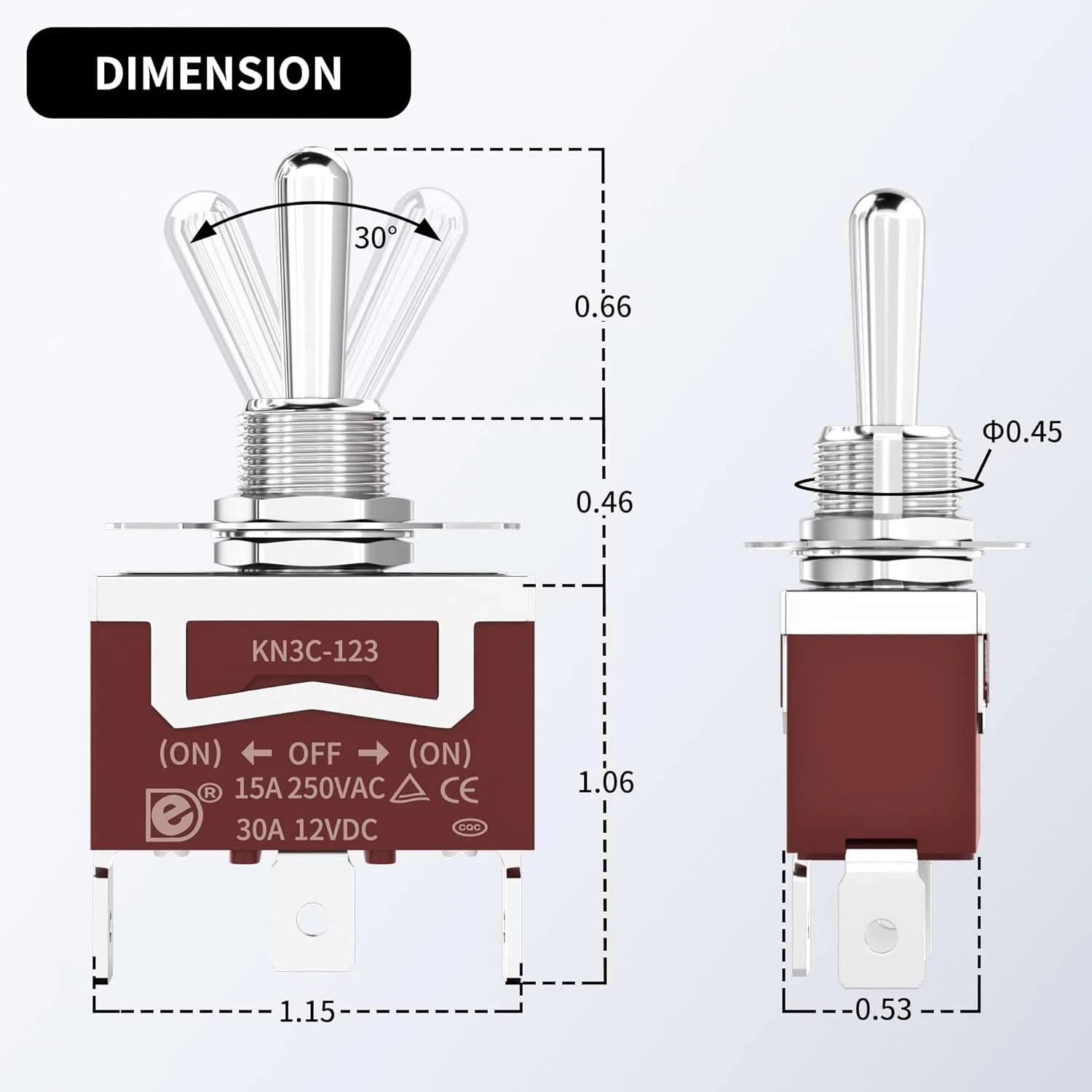 4 Pack 12V (ON)-Off-(ON) Momentary Toggle Switch Waterproof SPDT 3 Way 30A