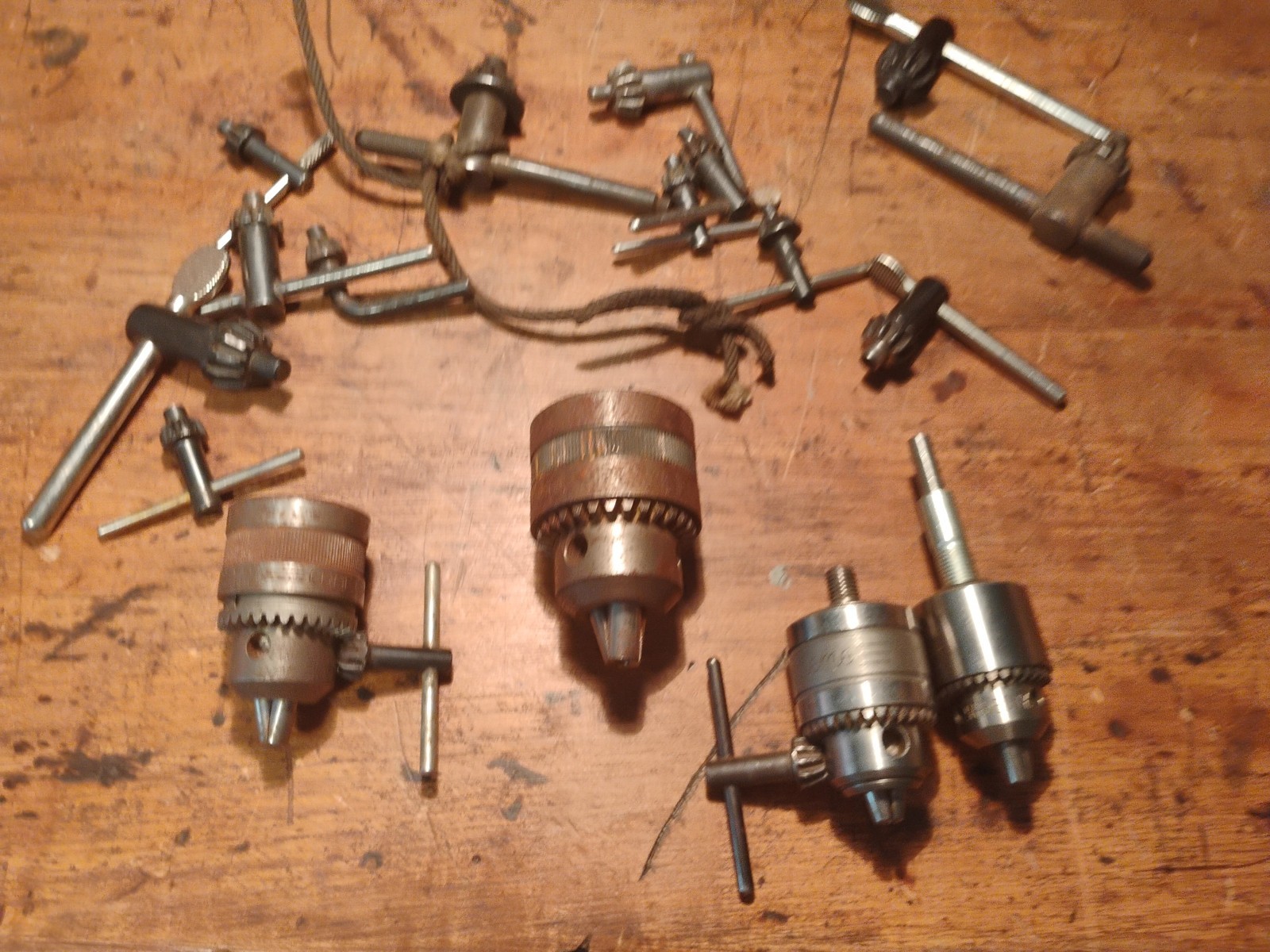 Lot Of Assorted Drill Chuck & Chuck Keys Various Size/Type (As Shown)