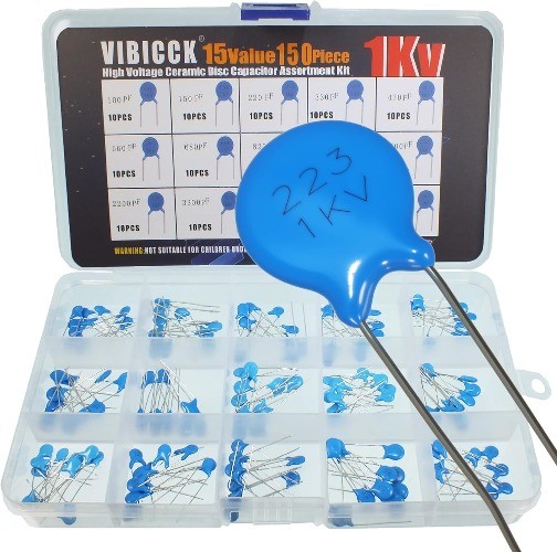 150pcs 15Values High Voltage Ceramic Disc Capacitor Assortment Kit Model: 1KV