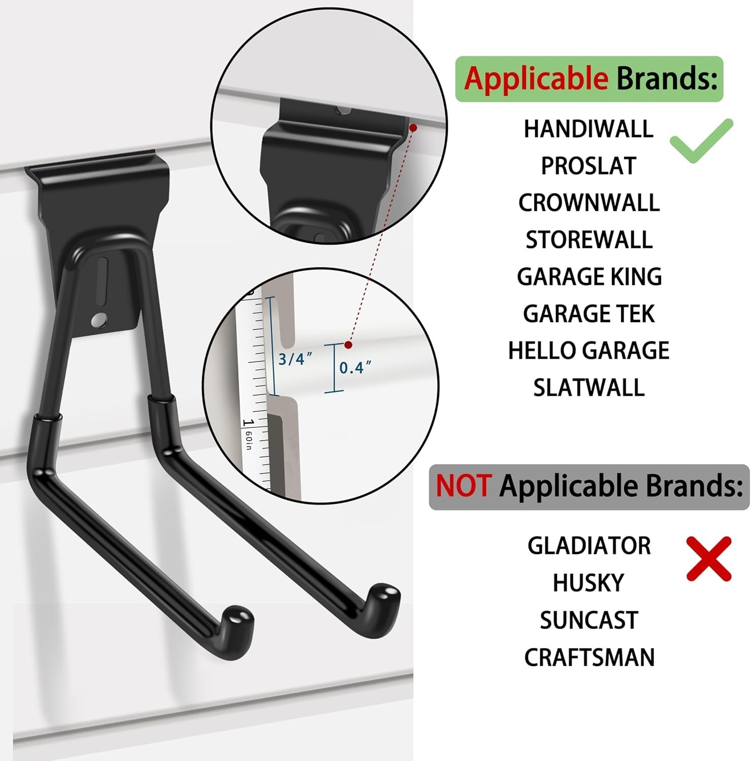 Slatwall Hooks Black 20 Pack Garage Wall Organizer Heavy Duty Durable Accesso…