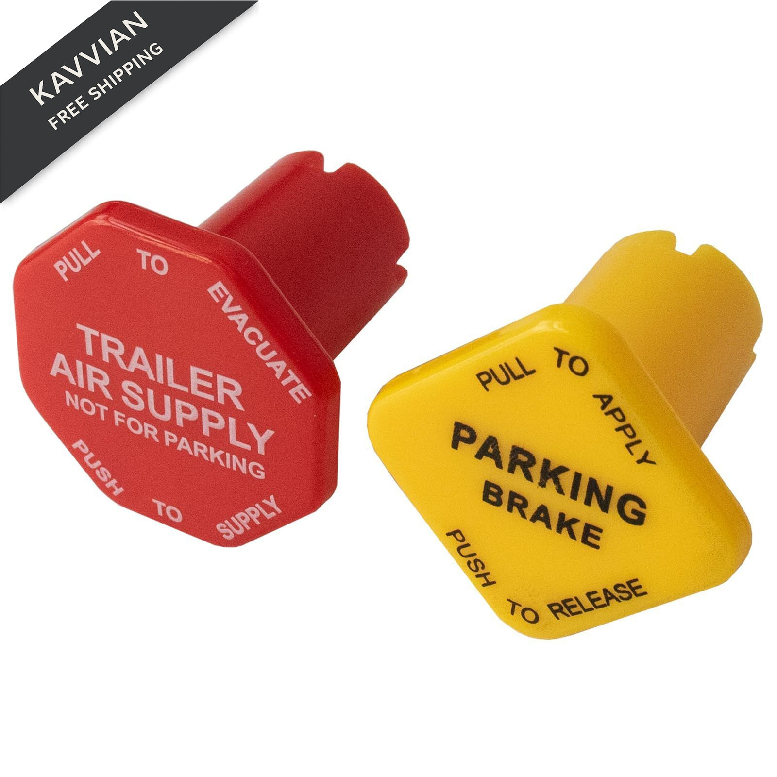 AUPARTIK Parking Brake & Trailer Air Supply Mv-3 Knob Yellow & Red Fit
