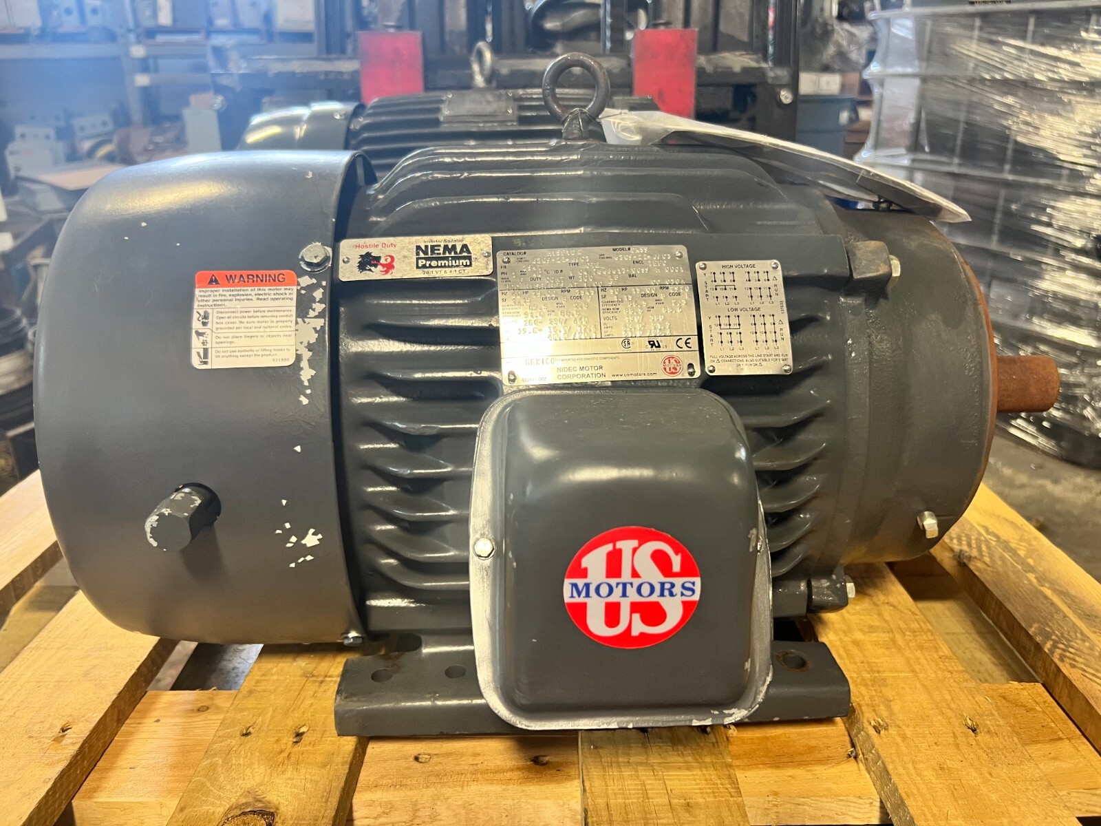 👀 NEW US MOTORS 15 HP HOSTILE DUTY MOTOR 208-230/460V 3545 RPM 254T FR 3Ø DK59