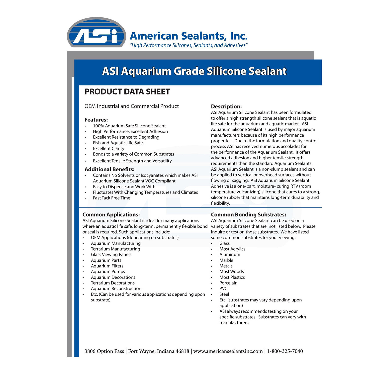 ASI Black Aquarium Silicone Sealant – 10.2 oz Fluid Cartridge