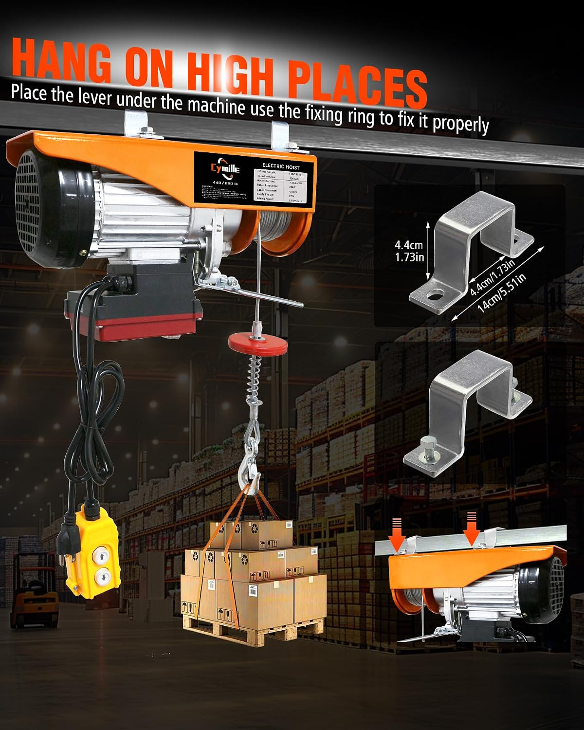 880 Lbs Electric Hoist, 2 in 1 Wireless/Wired Remote Control | 110V/120V Electri