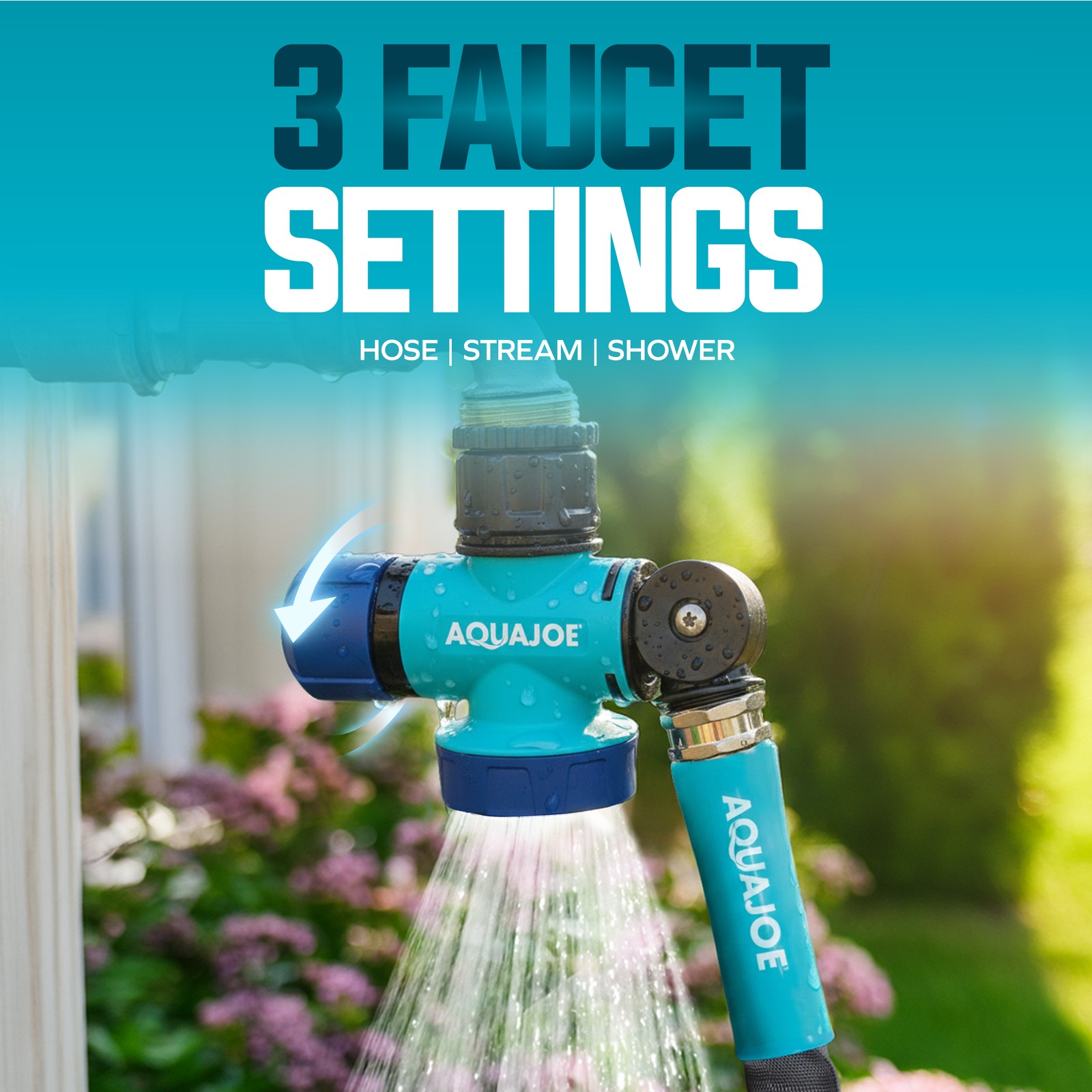 Aqua Joe 3 Pack Multi-Function Garden Hose Faucet Connector, 3/4″ Spigot Adapter