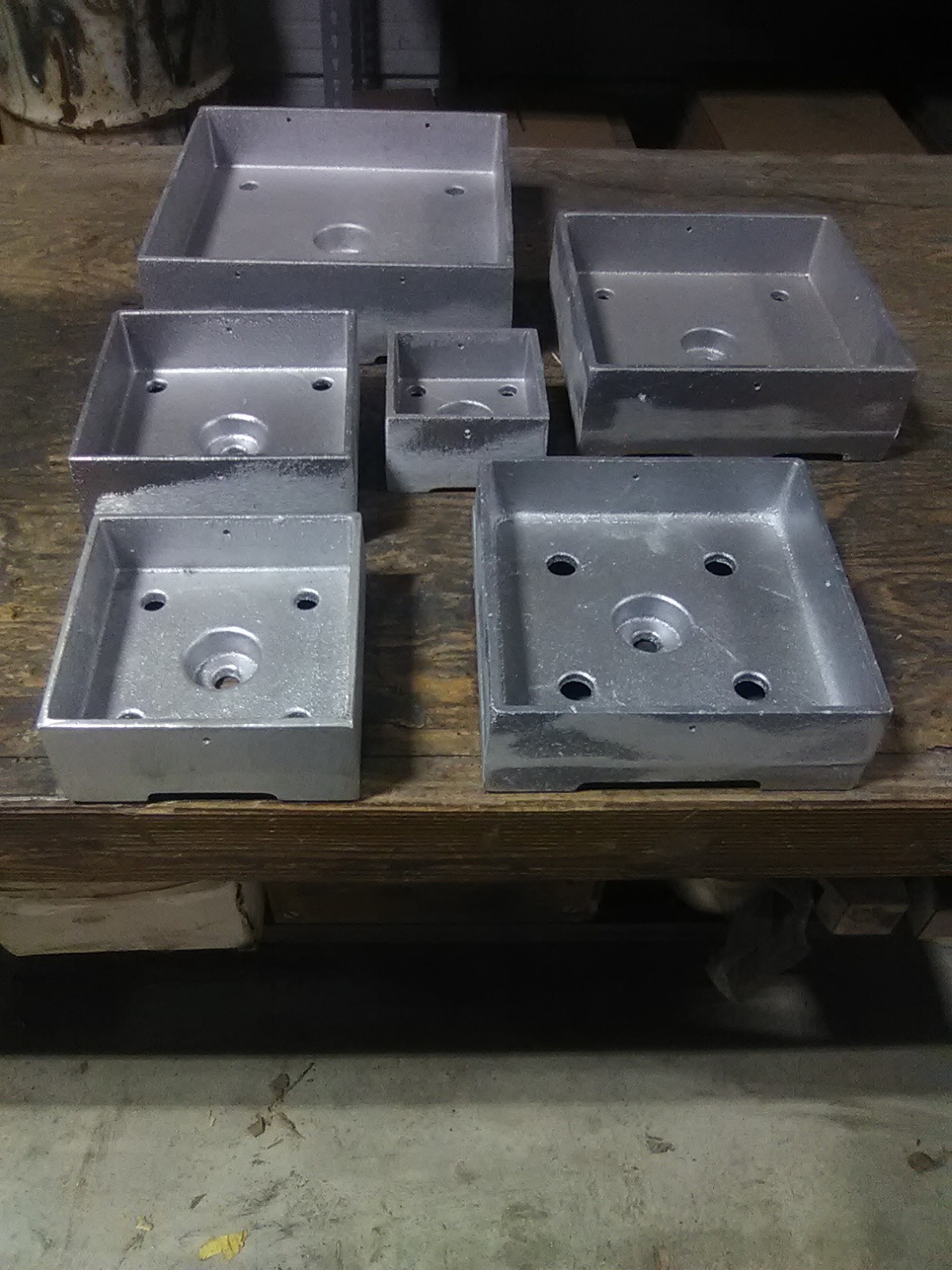Post Base, Anchored, 6×6,Heavy Cast Aluminum, Mill, MADE IN USA