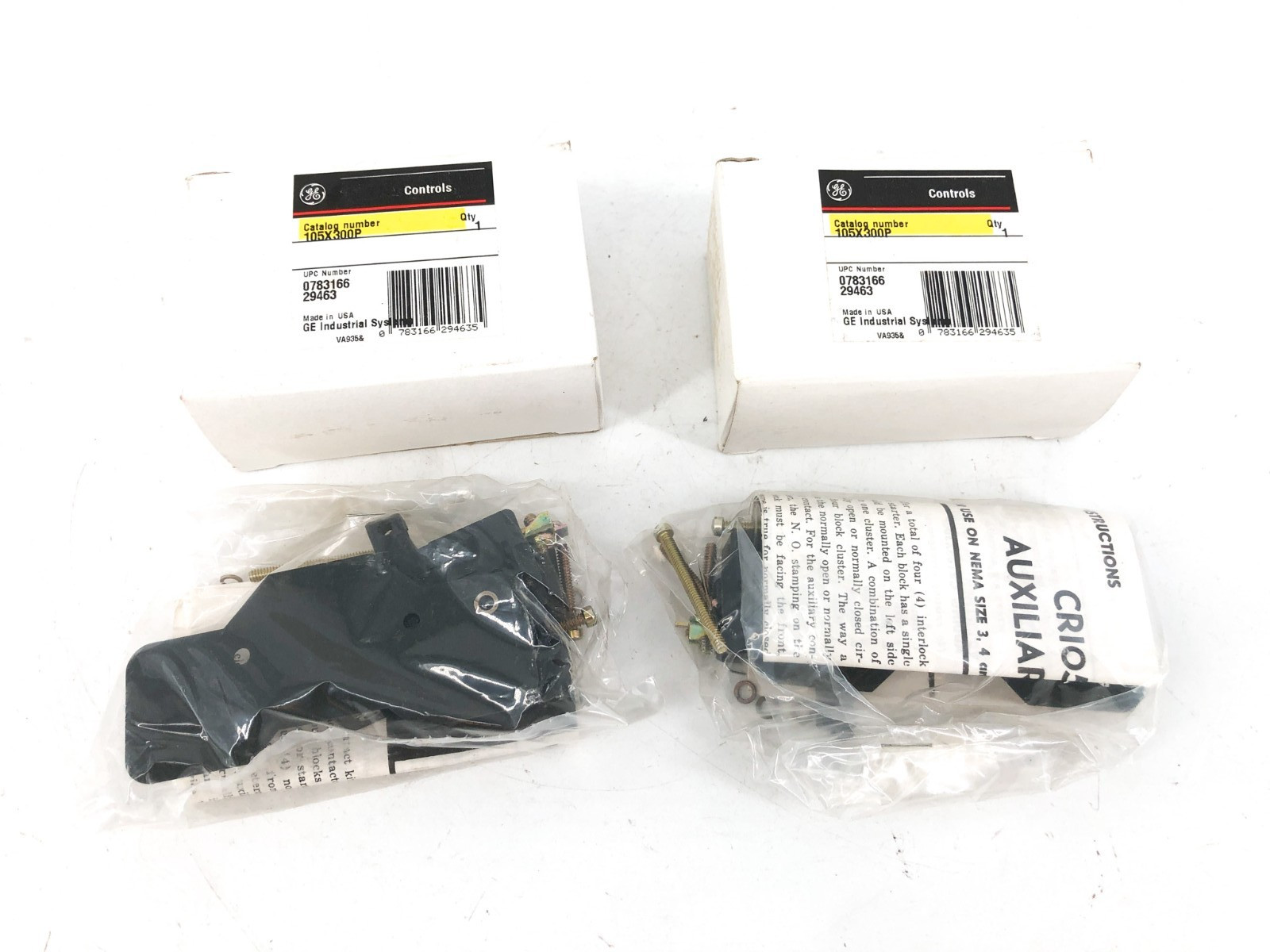 Lot of 2 New GE 105X300P Auxiliary Contacts 600V NEMA Size 3 & 4